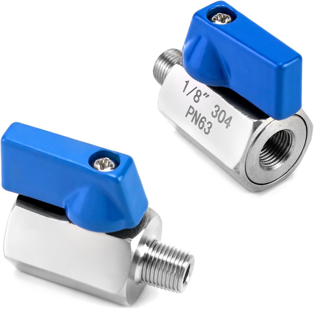 Mini Ball Valve, 4 Pack 1/8″ NPT Thread Female and Male 304 Stainless Steel Shut