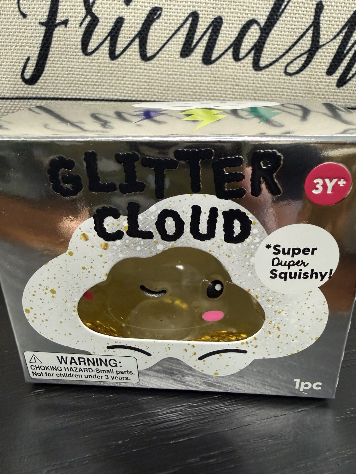 NEW J’Adore Glitter Cloud Super Duper Squishy Tactile Squeeze Toy CLEAR