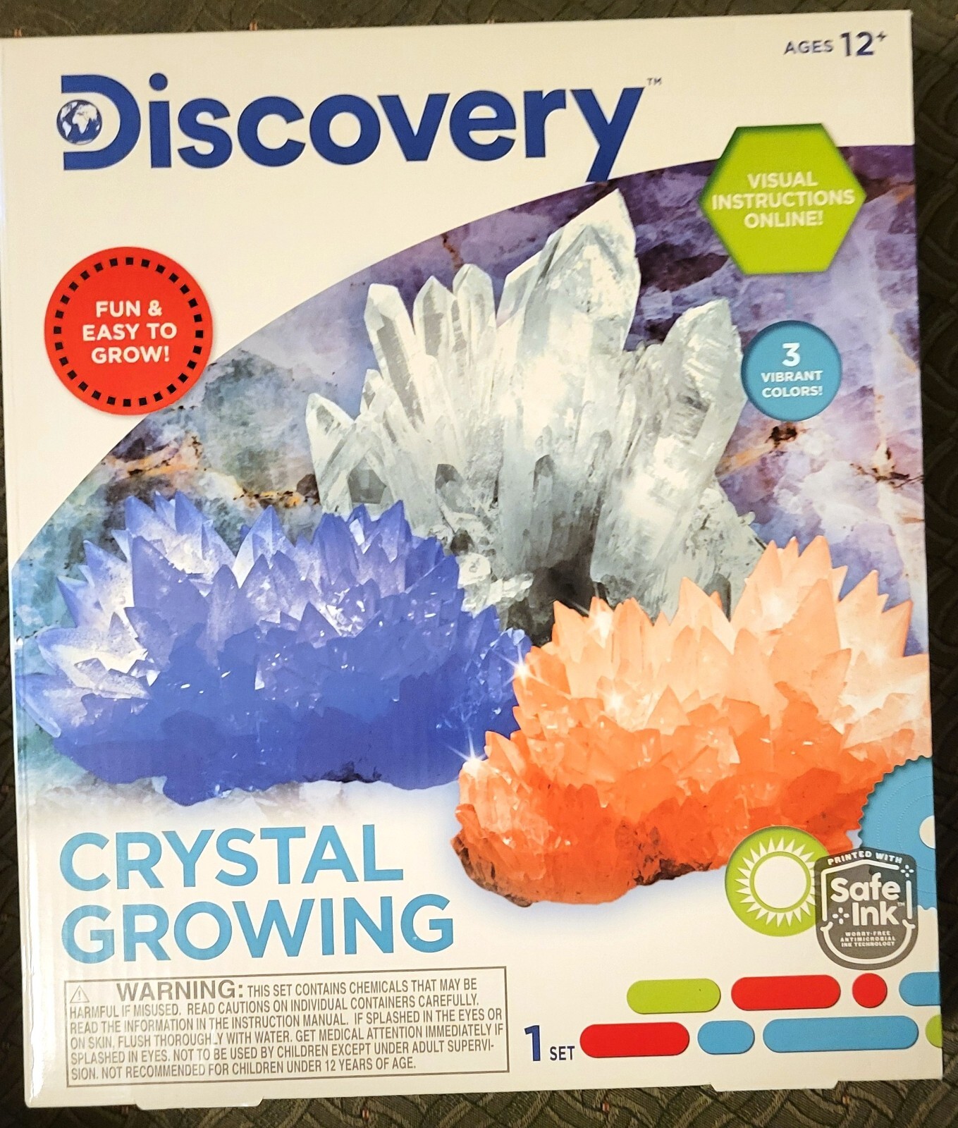 Discovery Crystal Growing Kit – 3 Vibrant Color Science Kit For Kids~Sealed Box