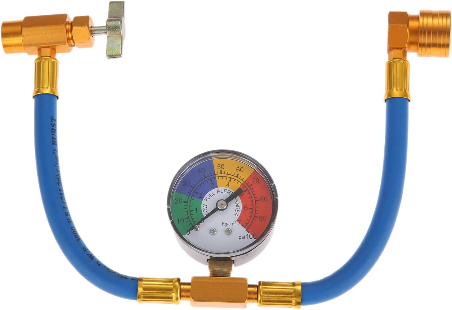 R134A AC Recharge Hose Kit with Gauge 1/2″ Self-Sealing Valve for Car A/C