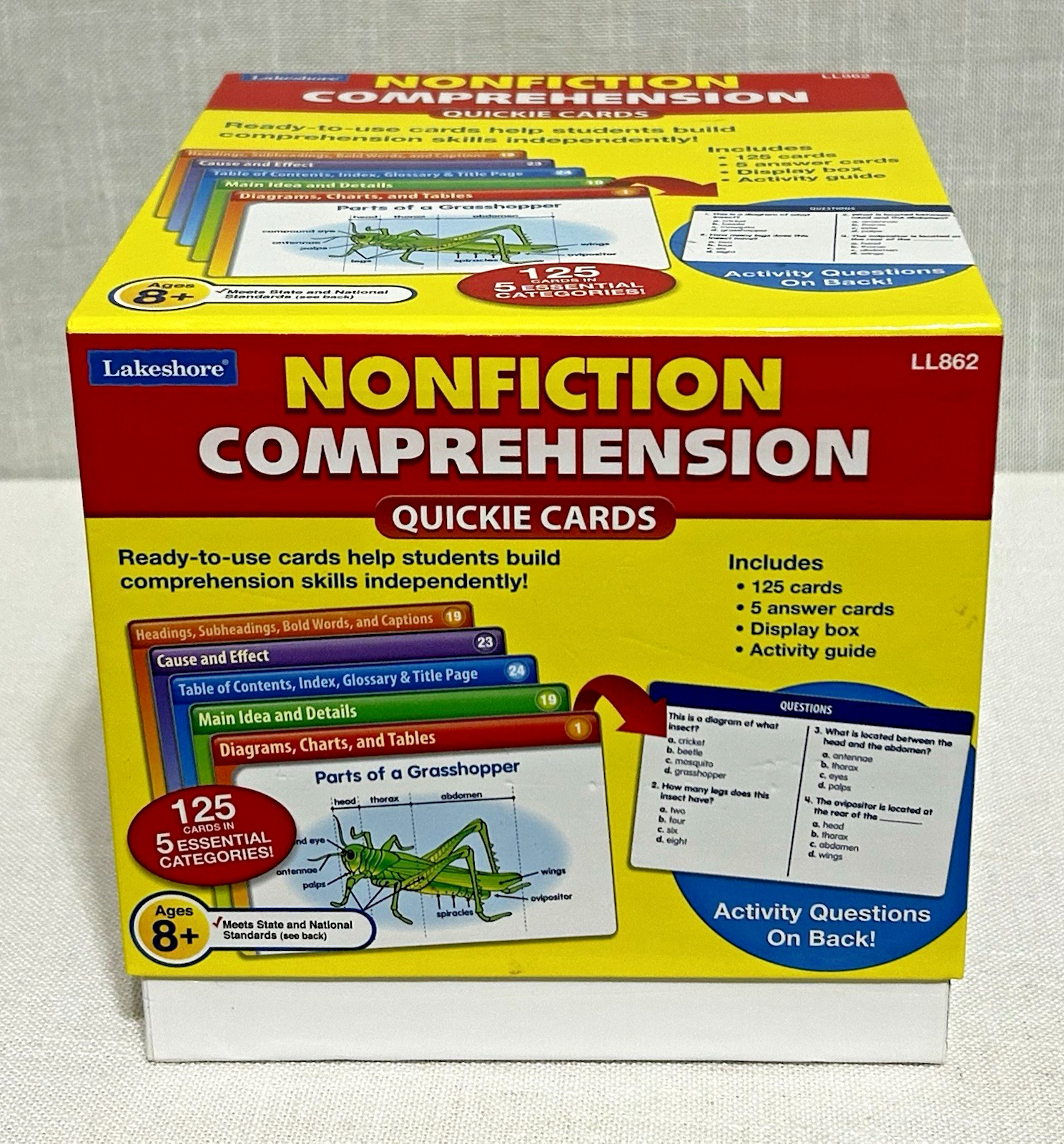 Lakeshore Nonfiction Comprehension 125 Quickie Cards Grade 3-5 Age 8-10 Complete