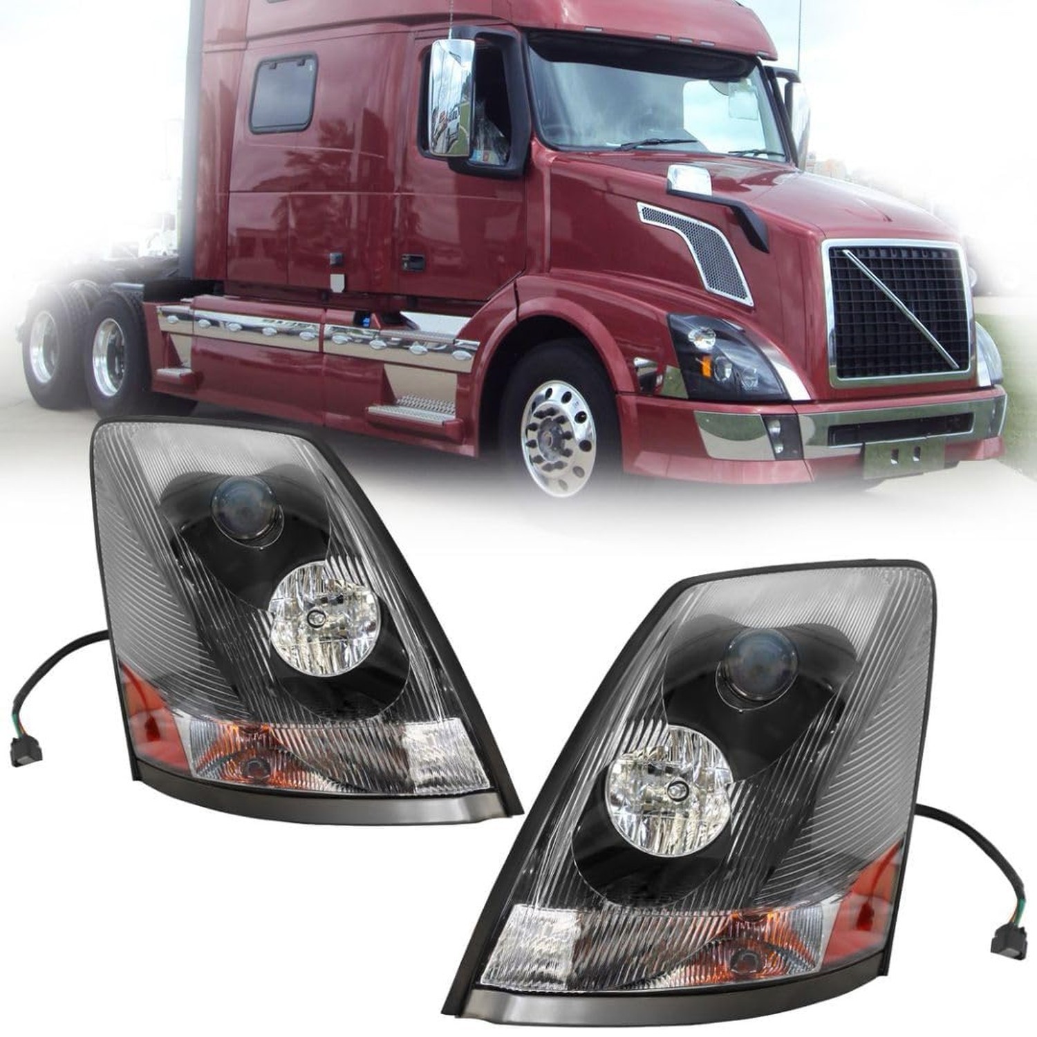 Headlight Assembly Compatible with 2004-2018 Volvo VNL VNM 2004-2015 Volvo VN…