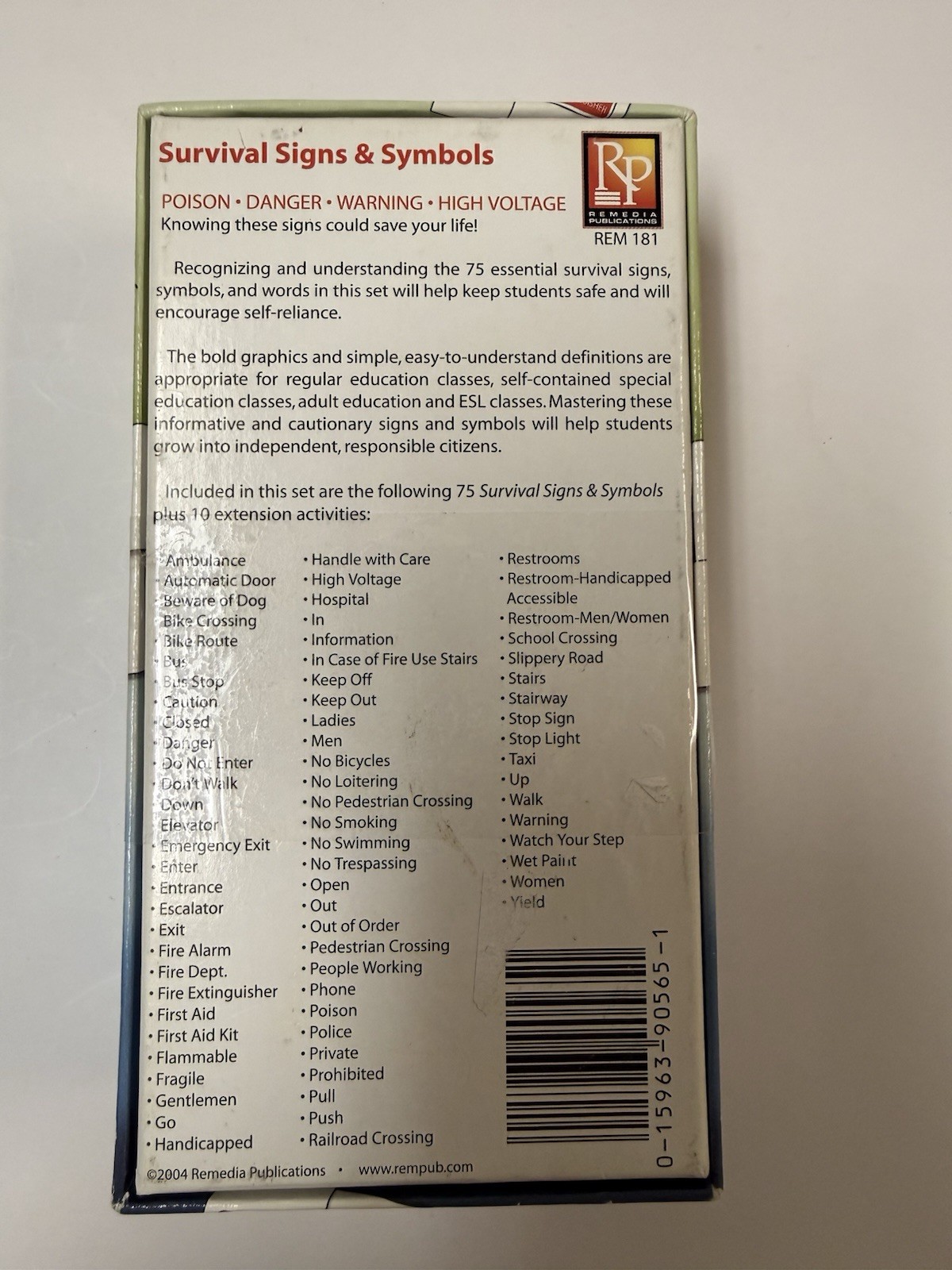 Remedia Publications Survival Safety Signs & Symbols Flash Cards REM 181