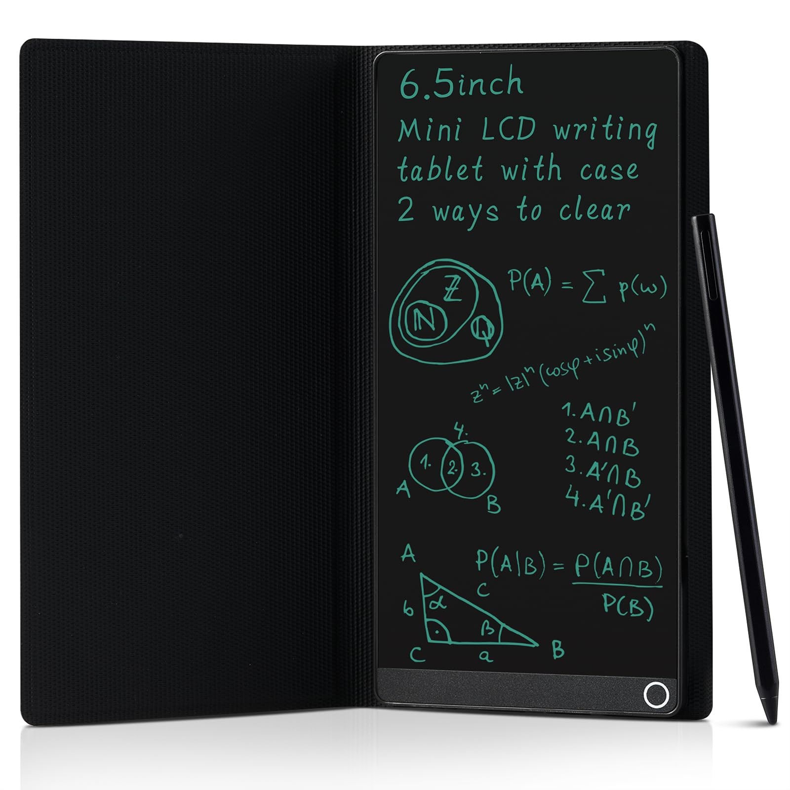 LCD Writing Tablet for Adults: 6.5 Inch with Leather Case Full Screen Reusabl…