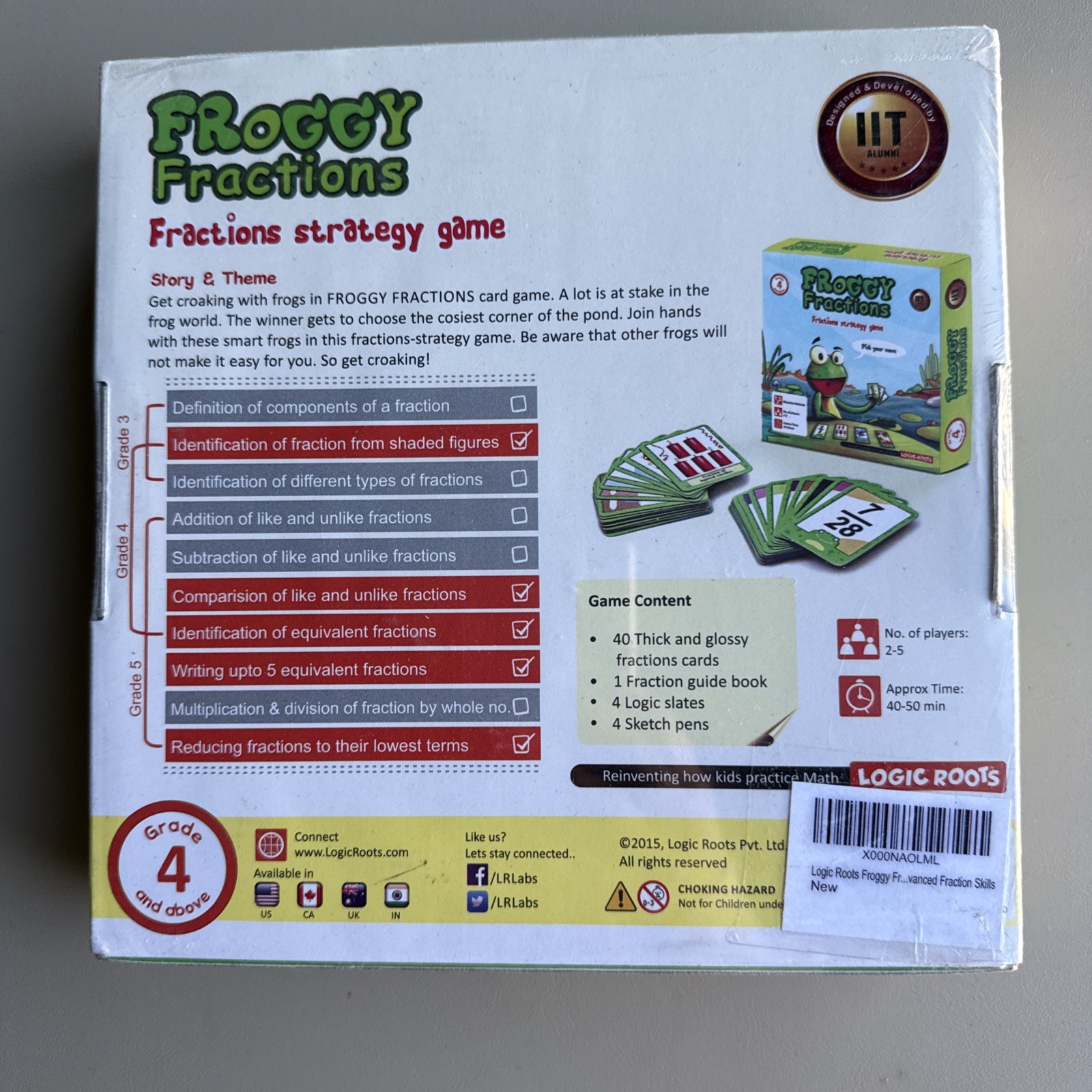 Logic Roots Froggy Fractions Math Games Fractions Strategy Game 4th Gr & Up NEW