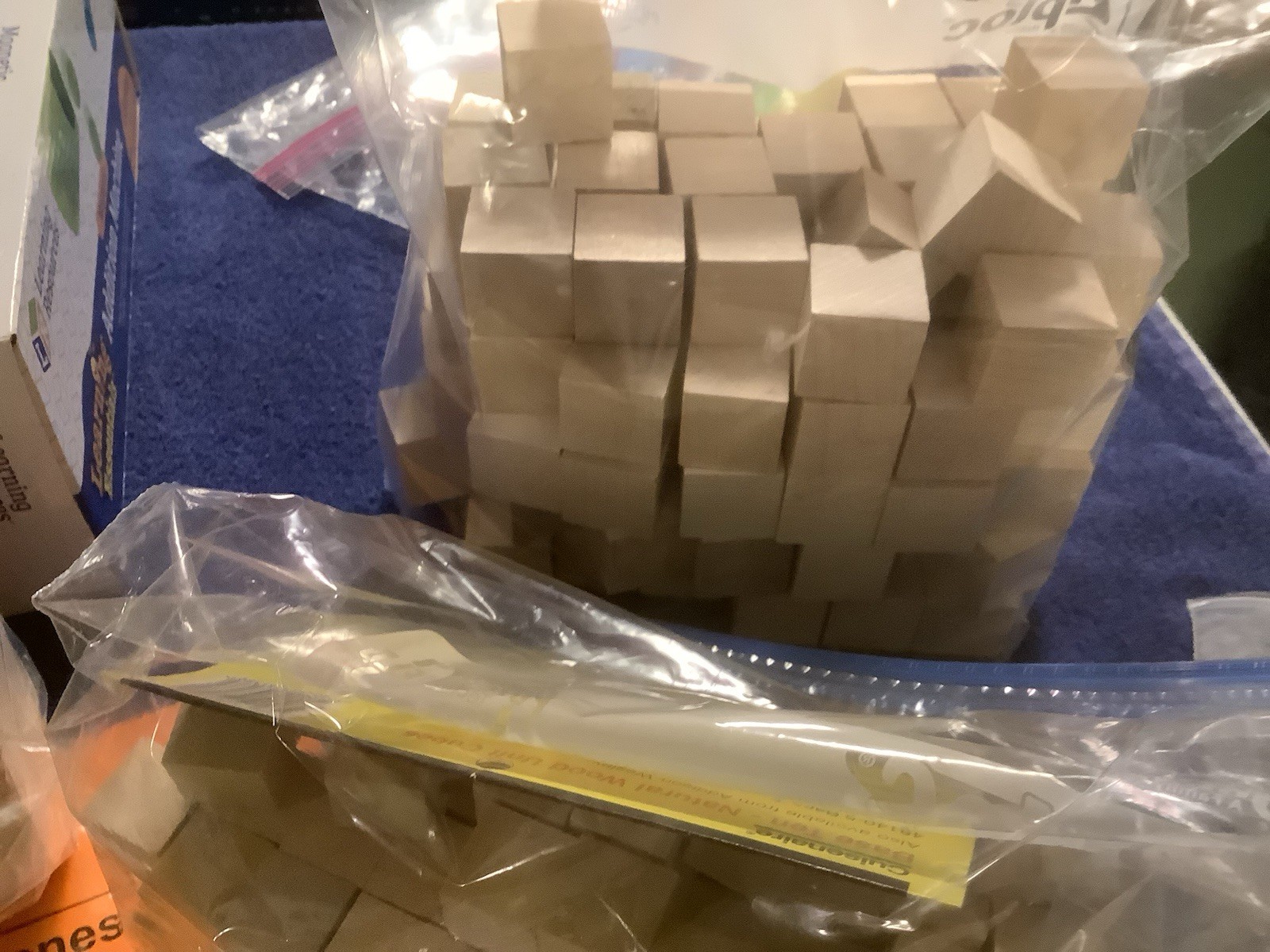 Vintage Wood Cuisenaire Powers Of Ten; Cubes, Blocks, Rods Set Home School NEW