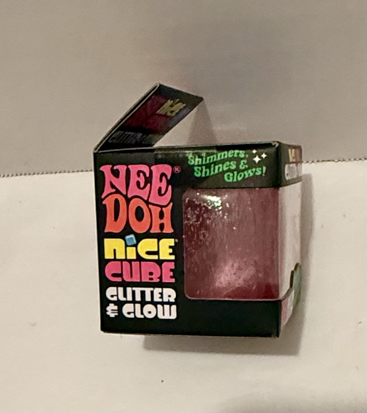 NeeDoh Nice Cube Glitter and Glow, Nee Doh Squishy, Glowing Ice Cube Pink