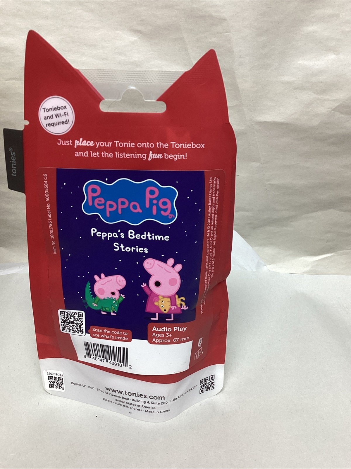 Tonies Peppa Pig Peppa’s Bedtime Stories Audio Play Figurine, 10 Stories NEW