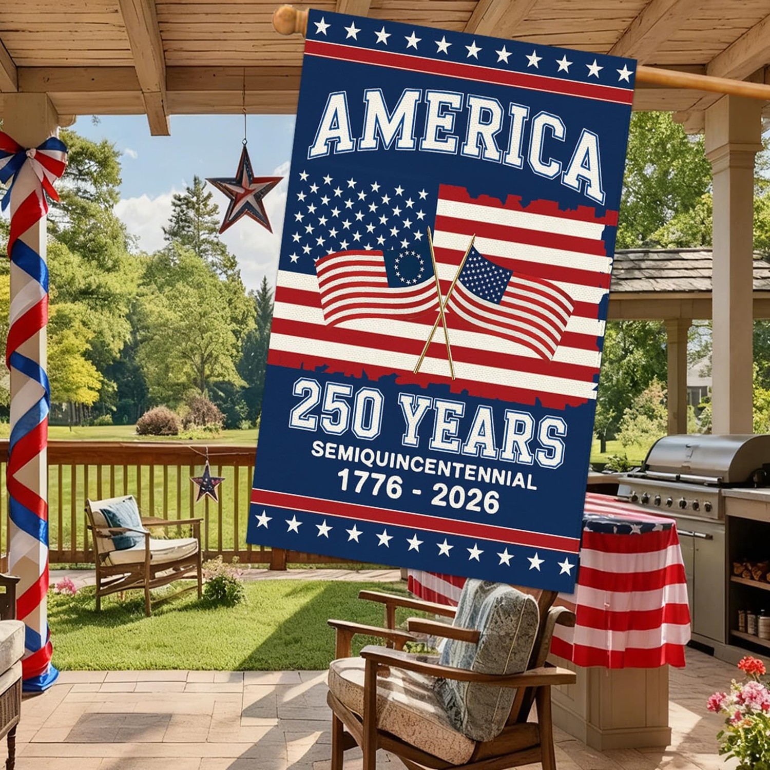 Baccessor 250th Anniversary America House Flag 28×40 Inch Double Sided,250 An…