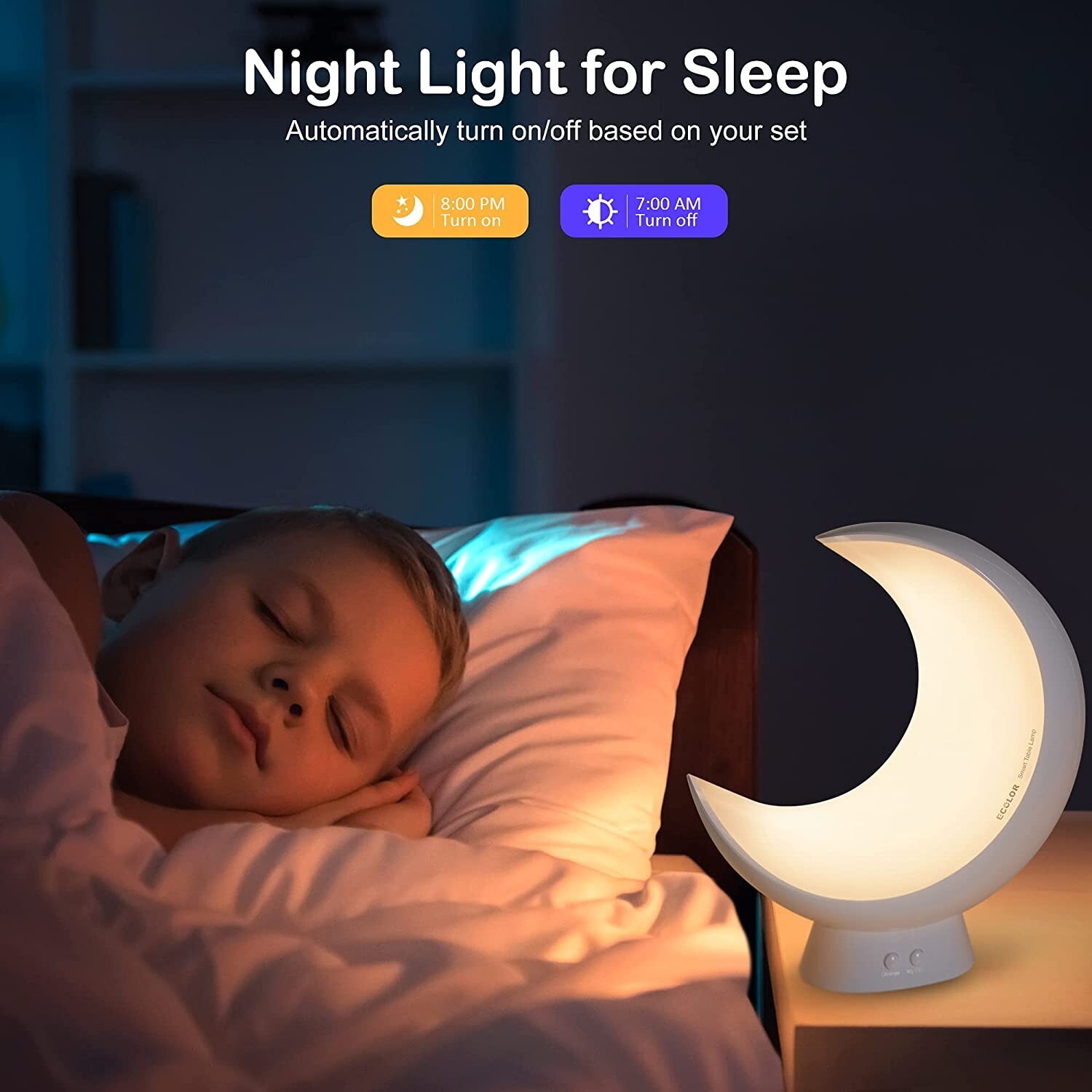 Ecolor LED Night Light – Smart Dimmable Moon Lamp, App Control for Bedroom