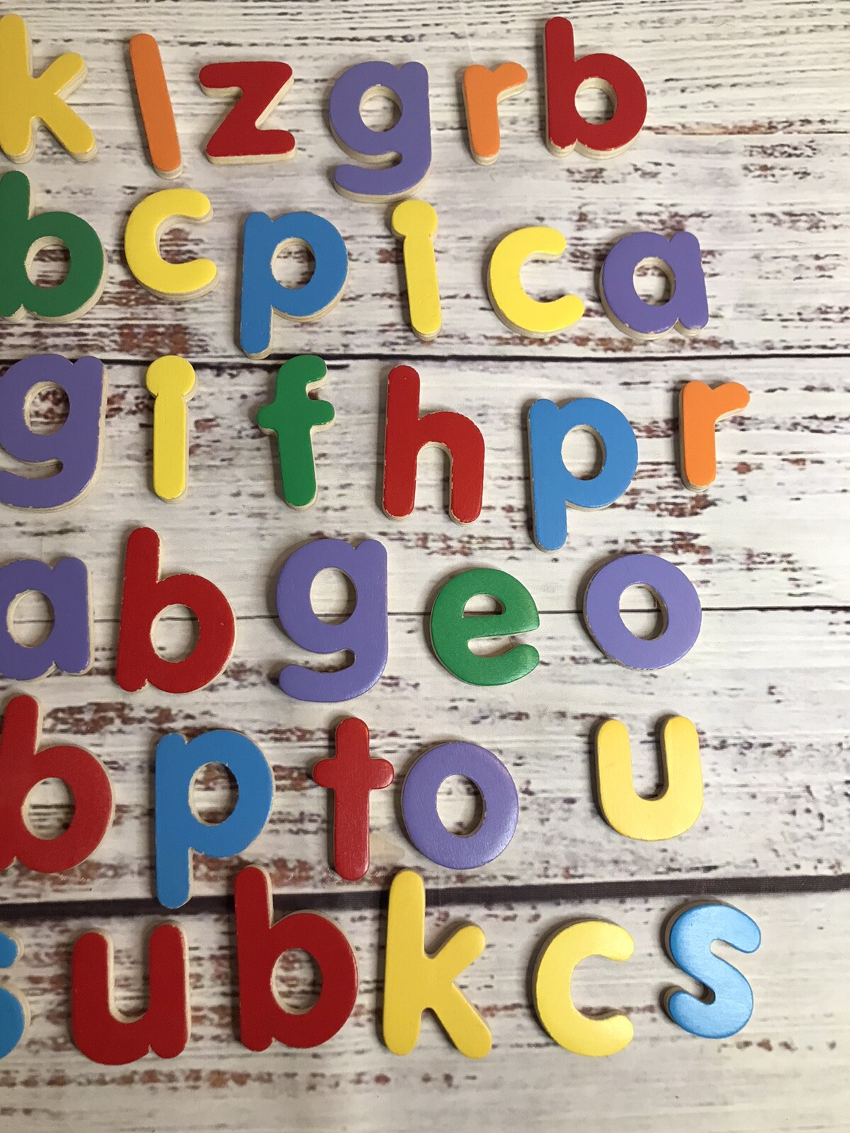Wooden Alphabet Letters A to Z Vivid Colors Education Crafts School Teacher