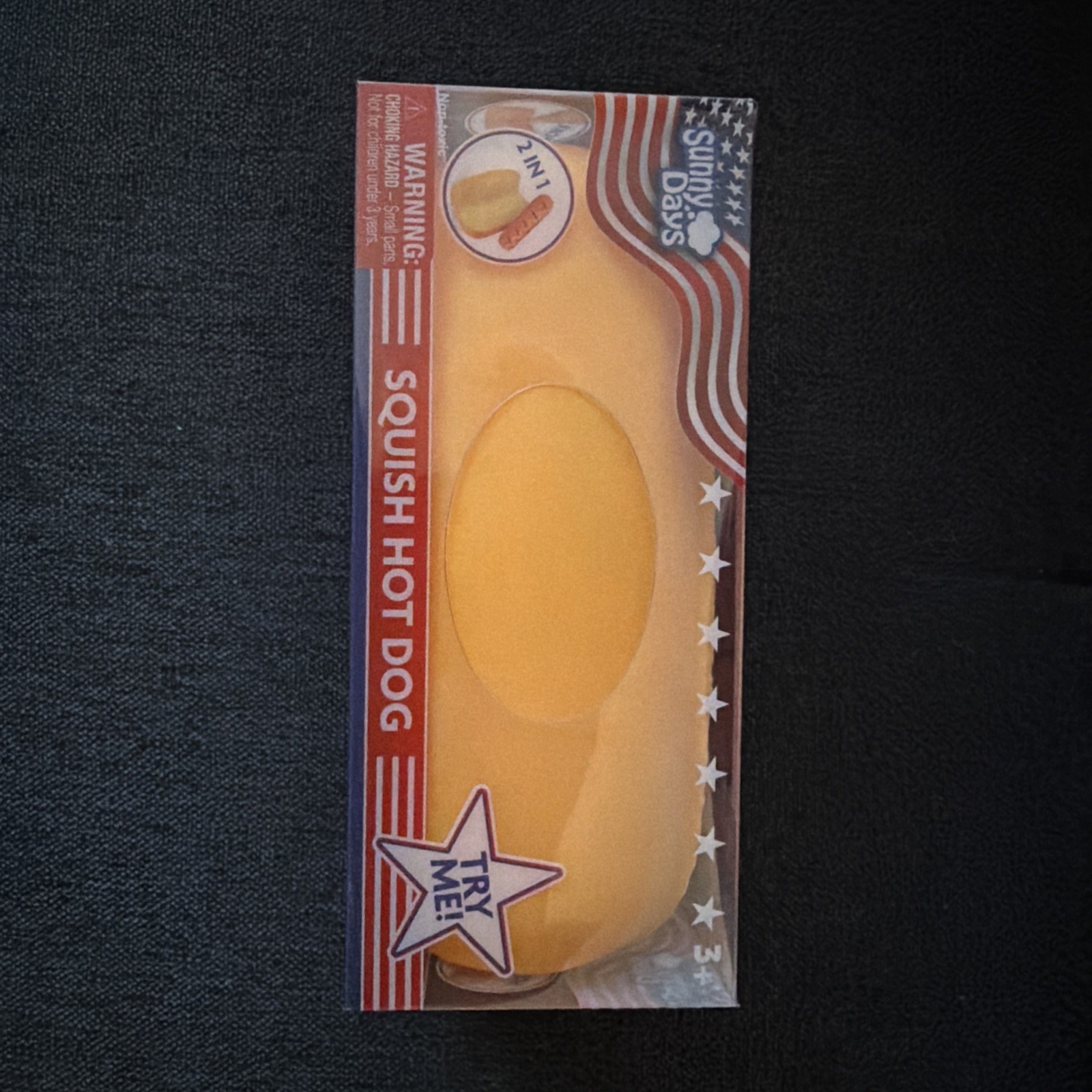 Squishy Hot Dog Squeezy Fidget Toy Sunny Days 2-in-1 Hotdog Stress Relief NEW