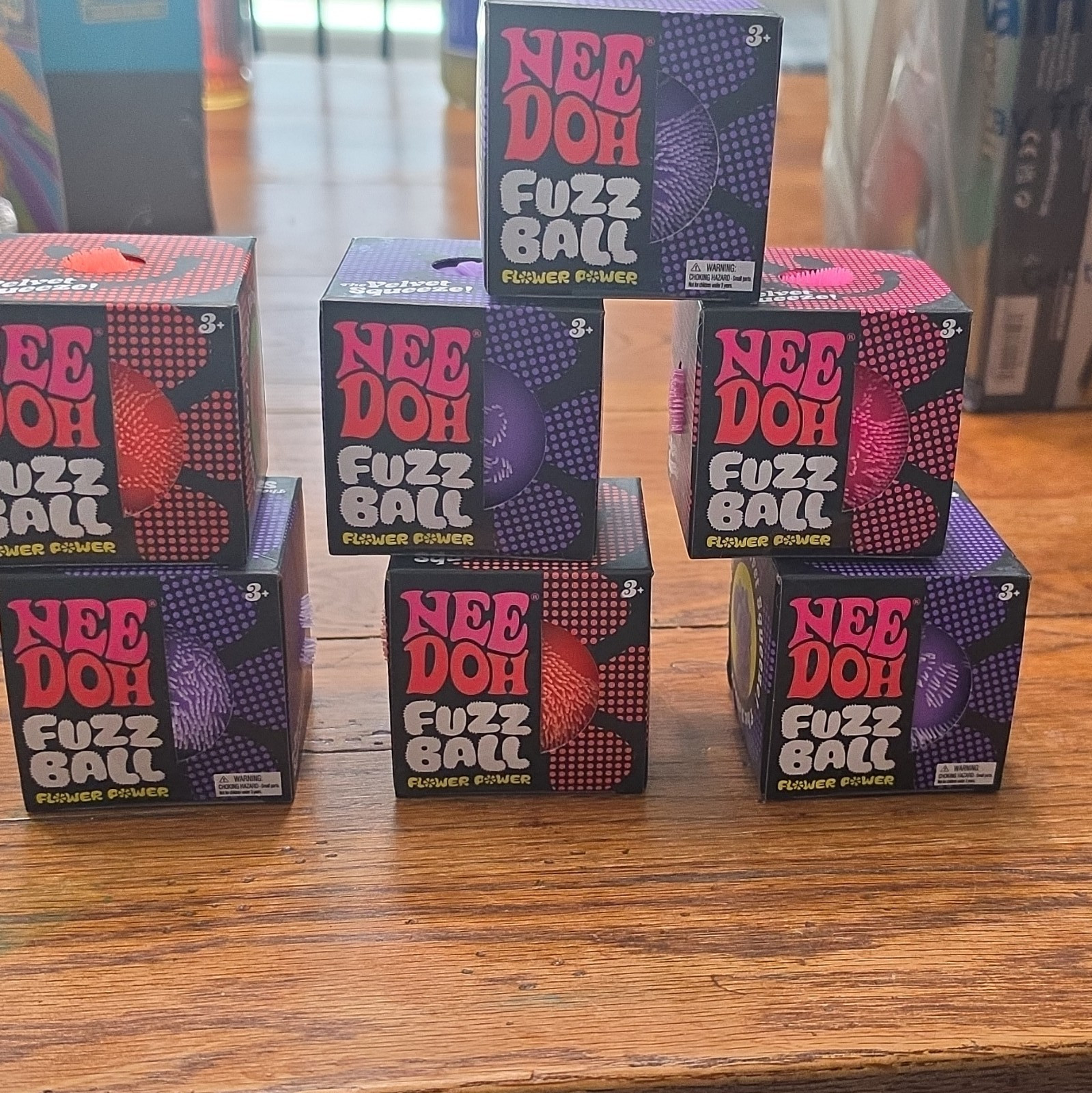 Nee Doh Fuzz Ball Tactile Squeeze Toy, Purple/Red, Ages 3-4 Years