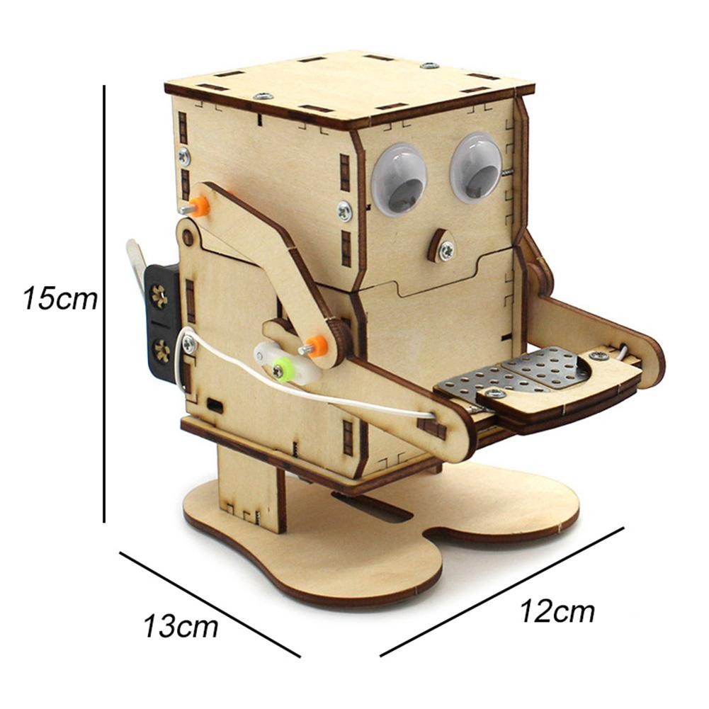 Diy Robot Eating Coin Wood Model Teaching Learning Stem
