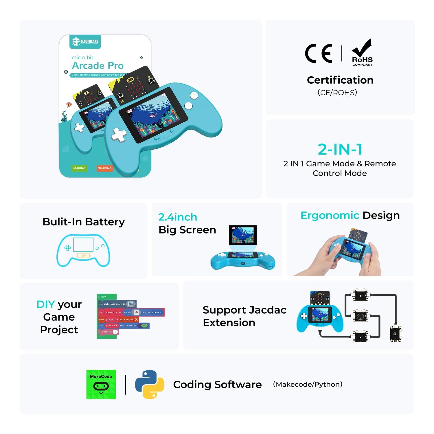 micro:bit Starter Kit Retro Makecode Arcade Coding Kit STEM Education BBC v2