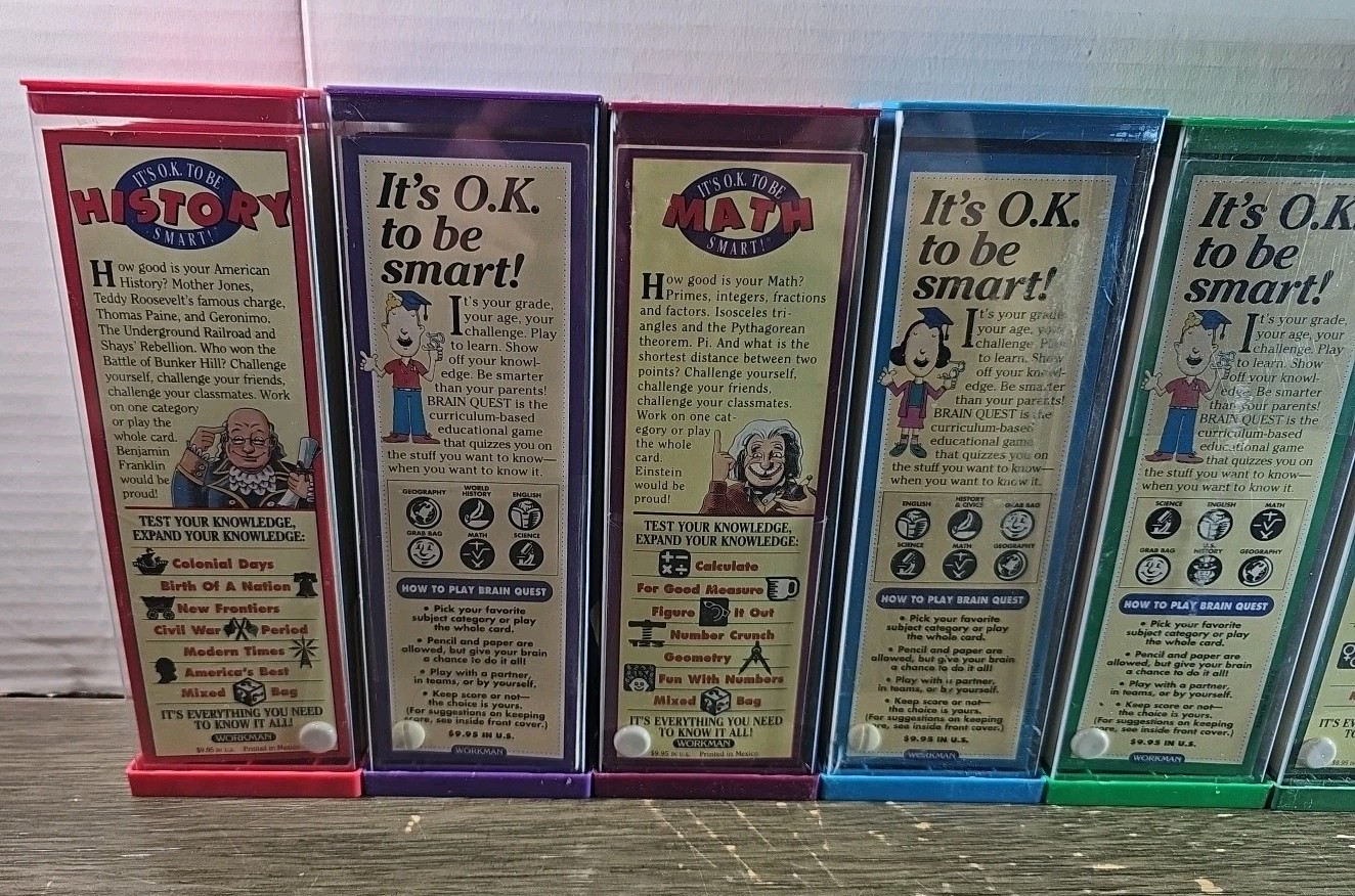 8 Vintage RARE Brain Quest 1500 Questions & Answers Deck 1&2 Grade 1-7 Some New