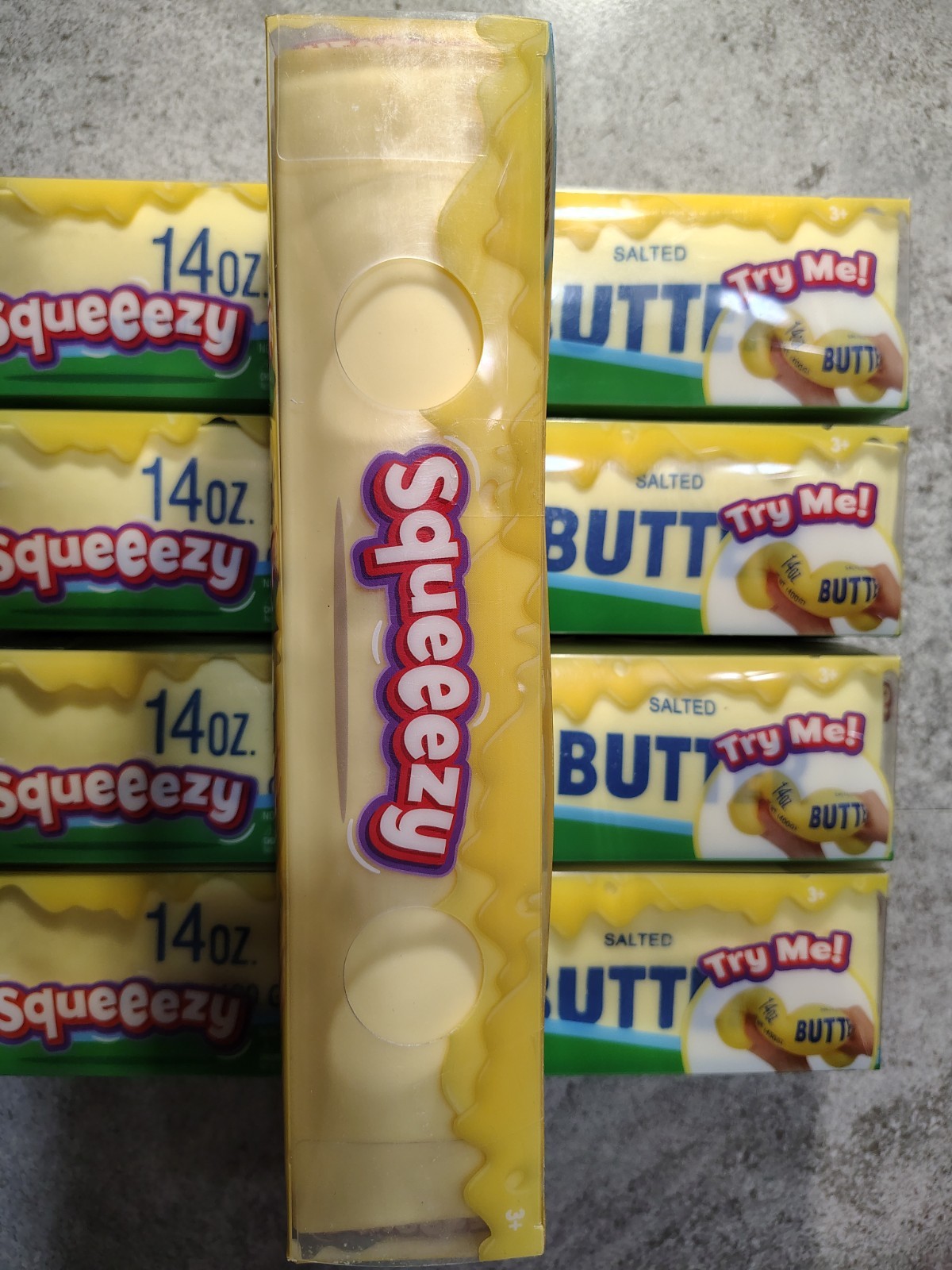 (LOT OF 5) SQUEEEZY 14OZ. BUTTER SQUISHY BRAND NEW FACTORY SEALED