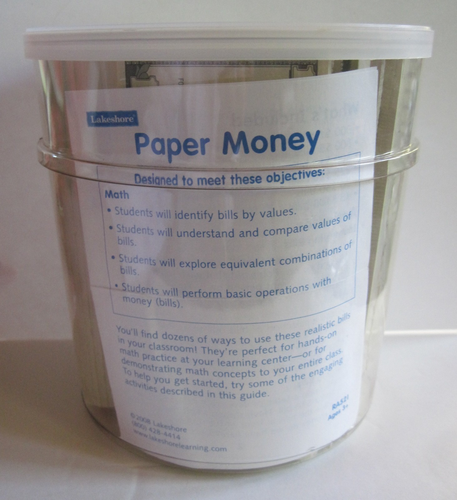 1200 NEW Sealed Bundled LAKESHORE SCHOOL PAPER MONEY $1 $5 $10 $20 $50 $100