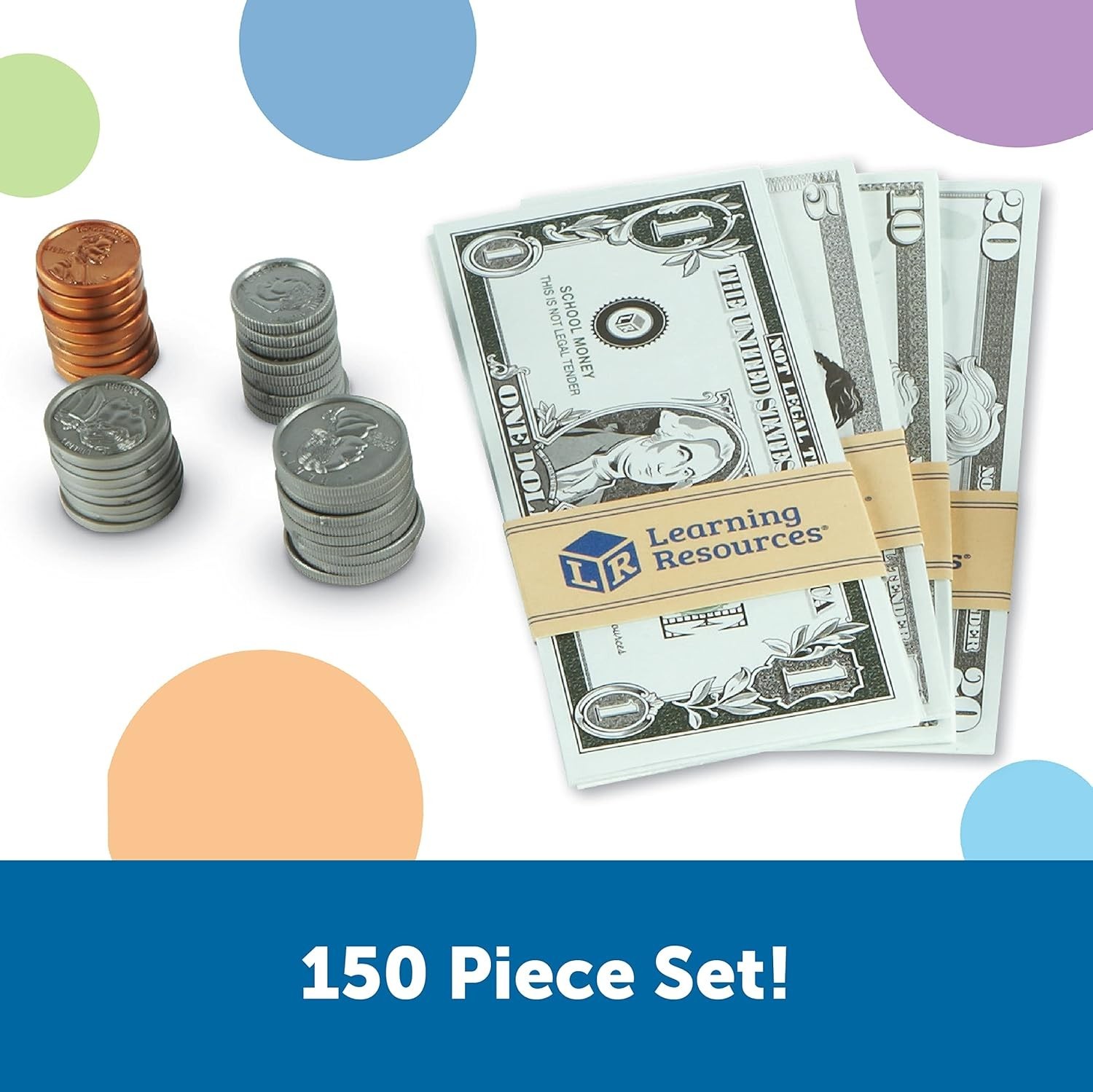 Pretend Play Money – Math Manipulatives for Kids, Kids Bank, Plastic Coins, C…