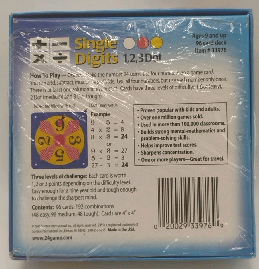 24 Game Original 1, 2, 3 Dot Single Digit