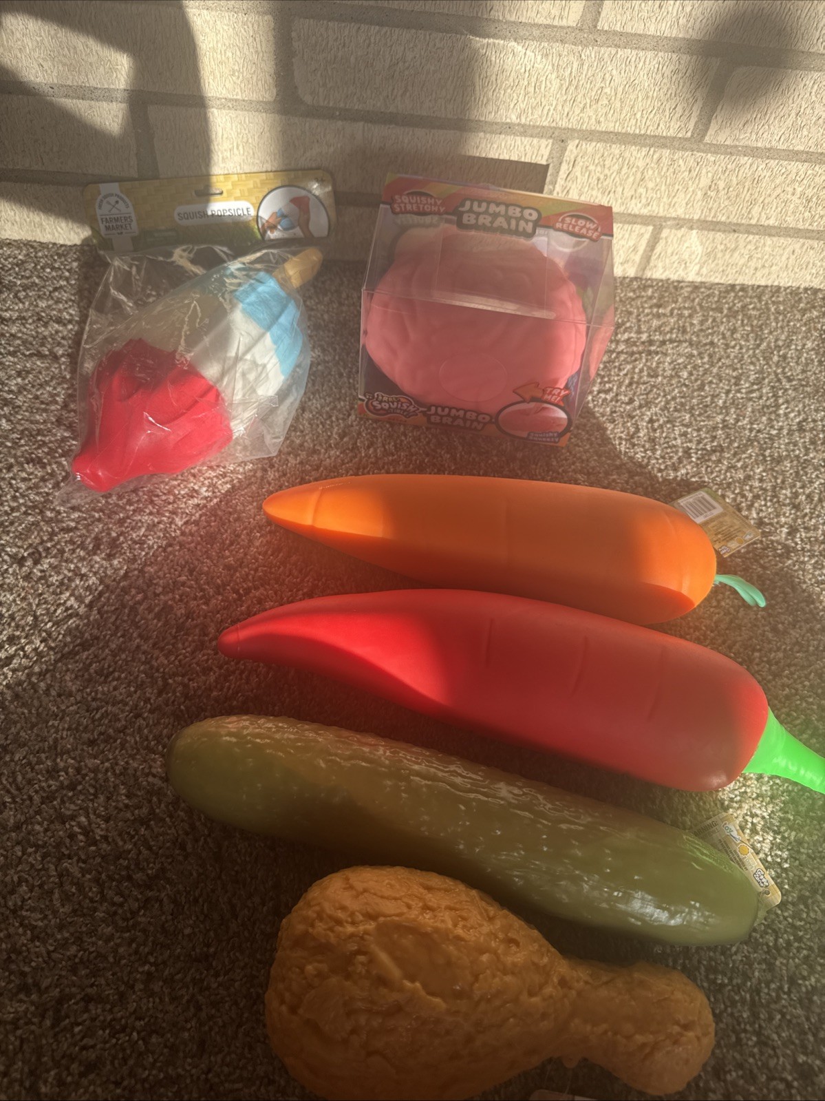 Farmers MktSqueezy Popsicle Pickle Carrot Pepper Fried Chicken Brain Squishy Lot