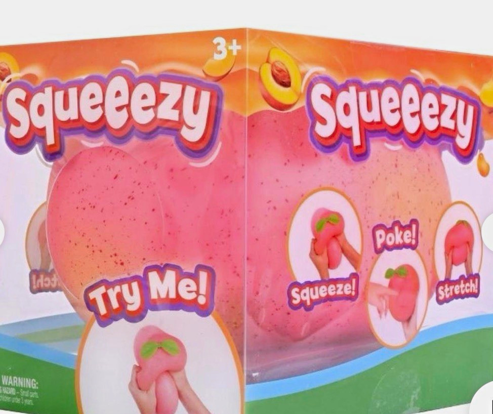 Squeezy Peach Tactile Squeeze Toy, Pink/Green, Ages 3-4 Years