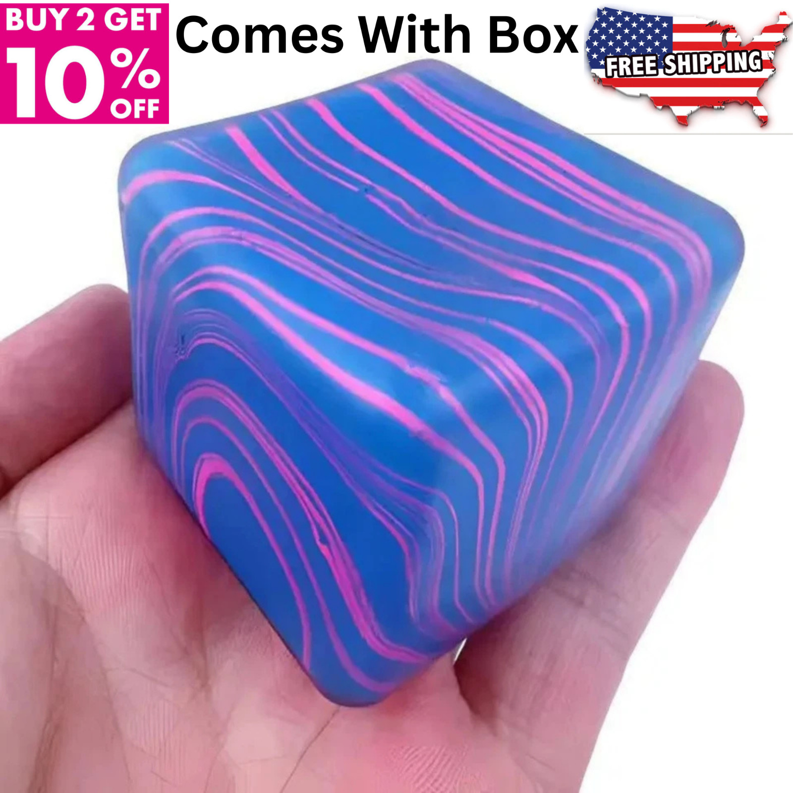 Needoh Nice Marble Cube Squishy Stress Anxiety Relief Squeeze Toy Sensory Fidget