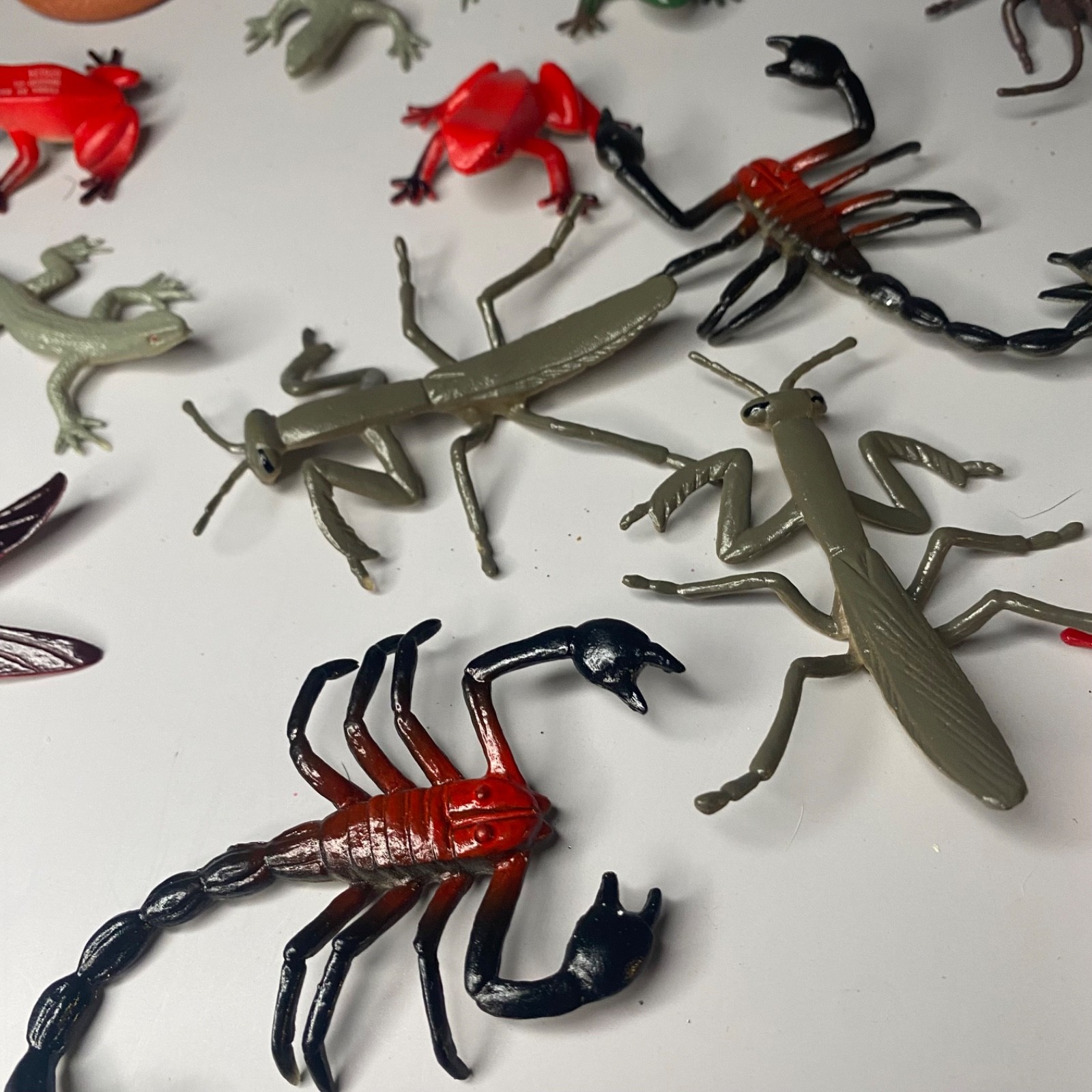 🐜🕷️🪲Lot of 19 Mini Hard Plastic Bugs and Frogs-🪳🕷️Creepy Crawlies