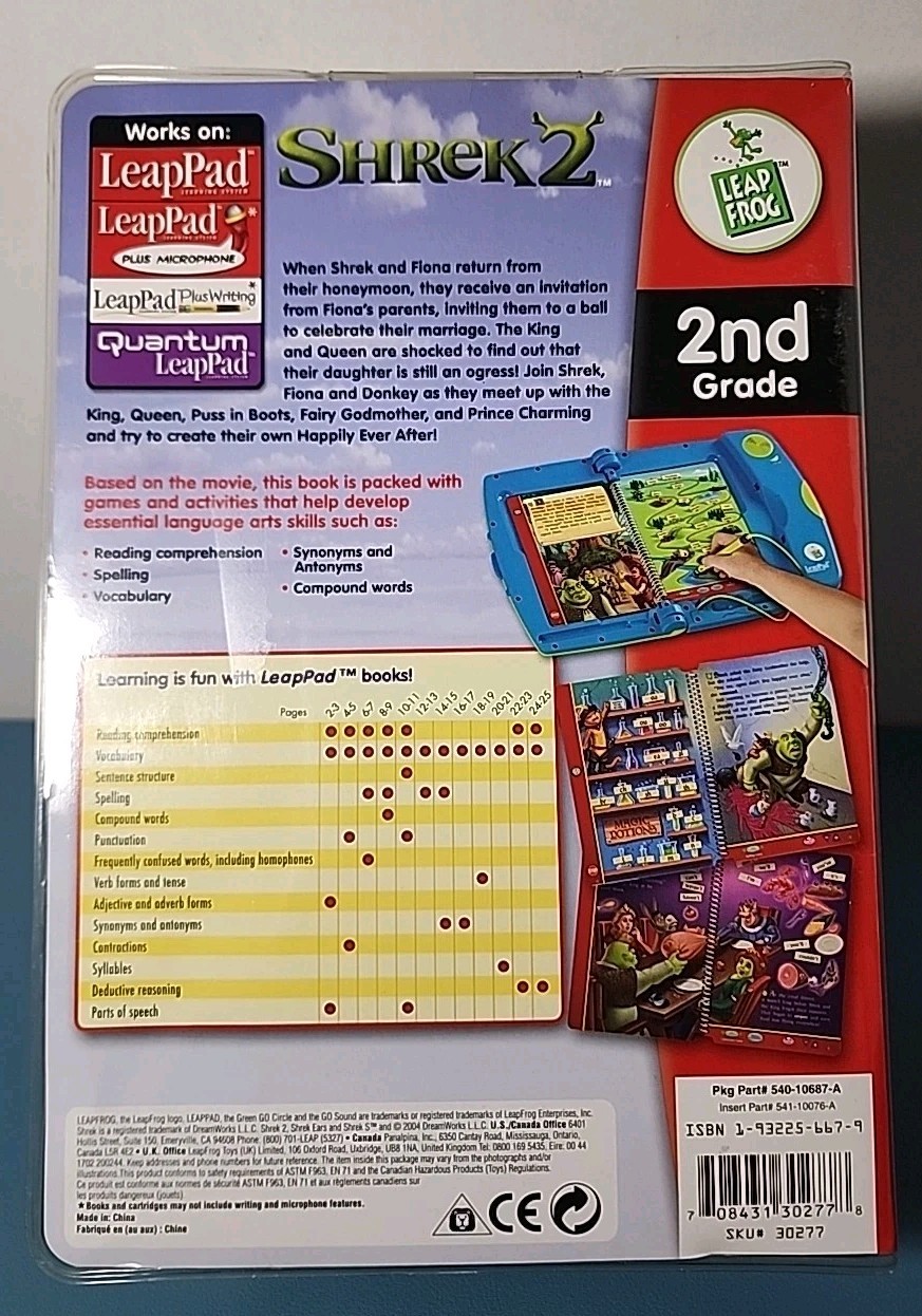 LeapFrog LeadPad Shrek 2 Interactive Cartridge Book 2nd Grade Reading Sealed New
