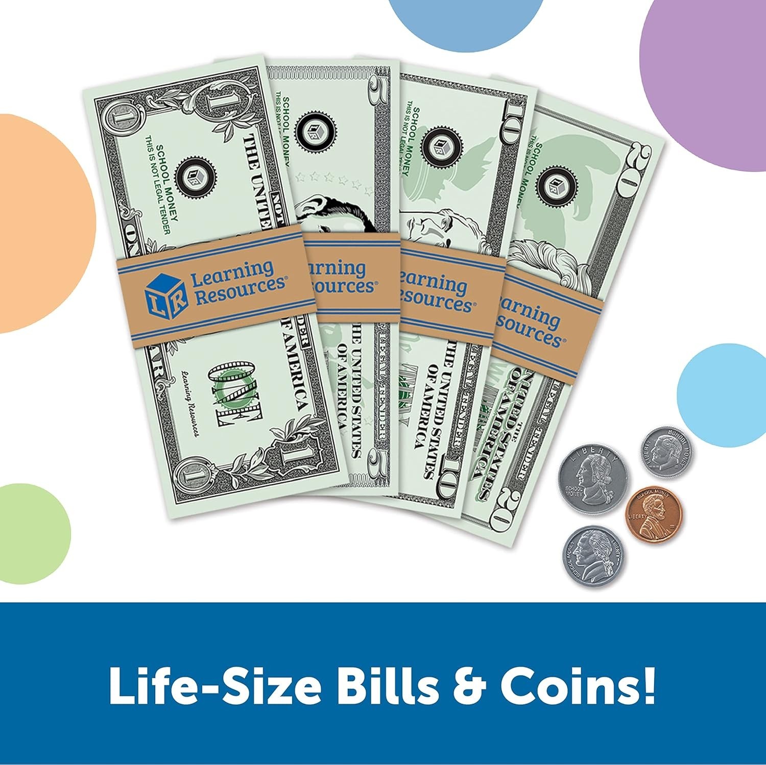 Pretend Play Money – Math Manipulatives for Kids, Kids Bank, Plastic Coins, C…