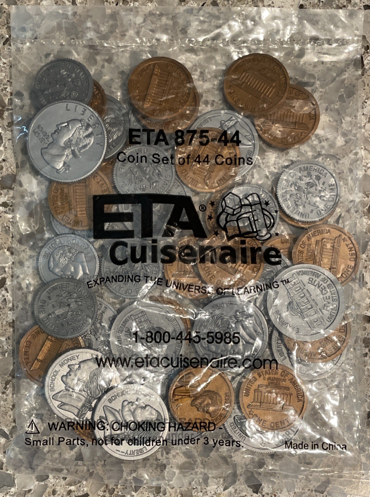 5 Pk ETA Cuisenaire Play Pretend Coins Money Math Homeschool Learning 220 Pc Set