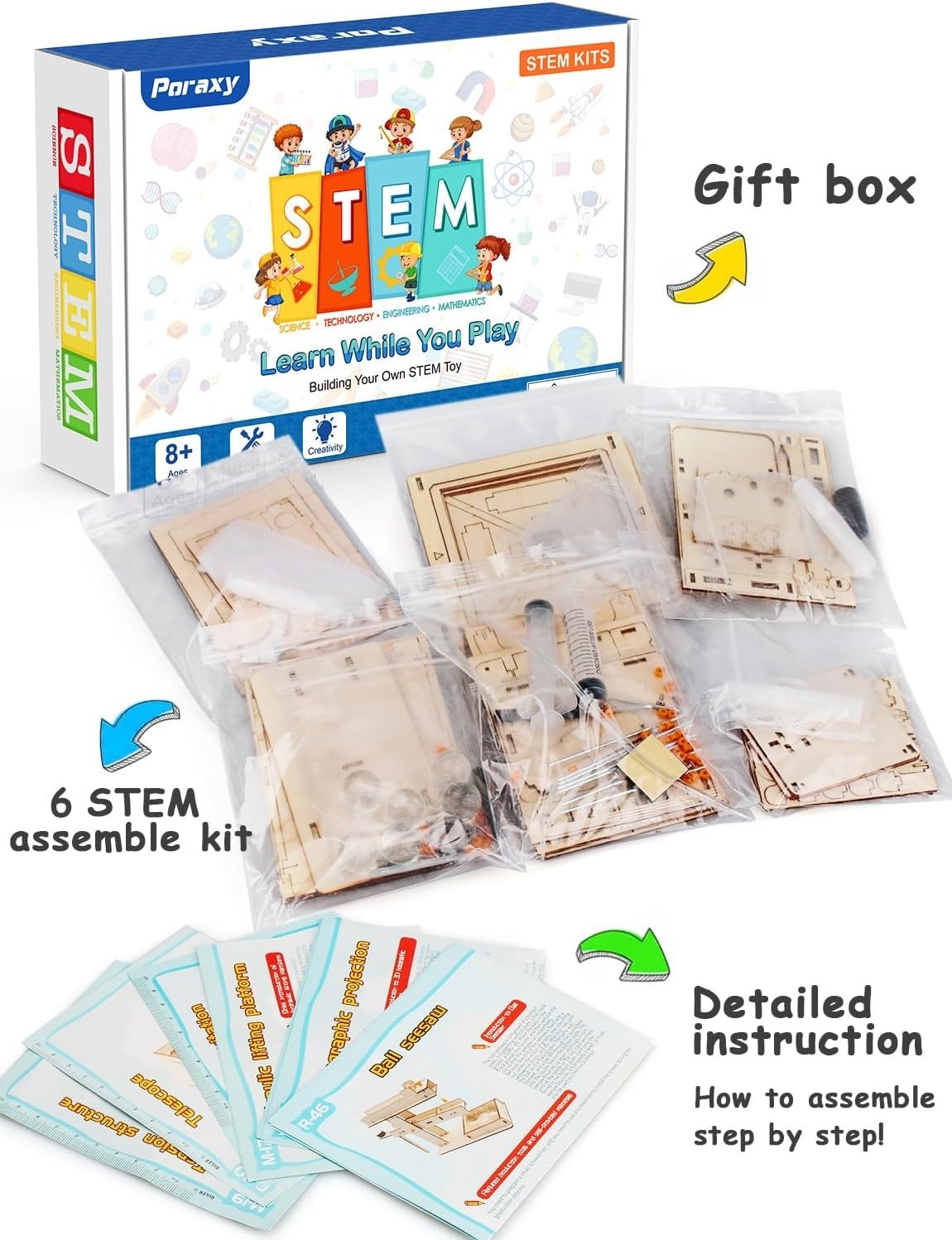 6 in 1 STEM Kits for Kids Age 8-10, Science Building Educational Experiment Proj