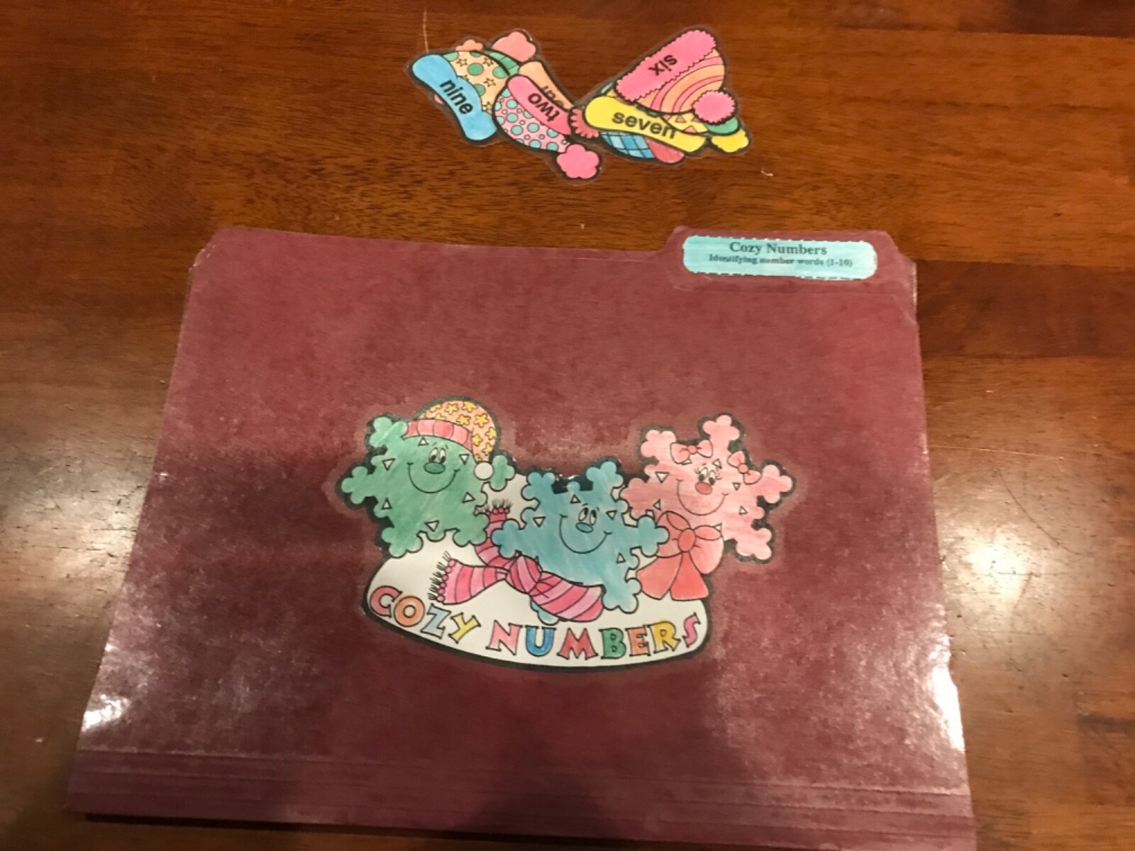 Cozy Numbers! Number words Grade K math file folder game teacher