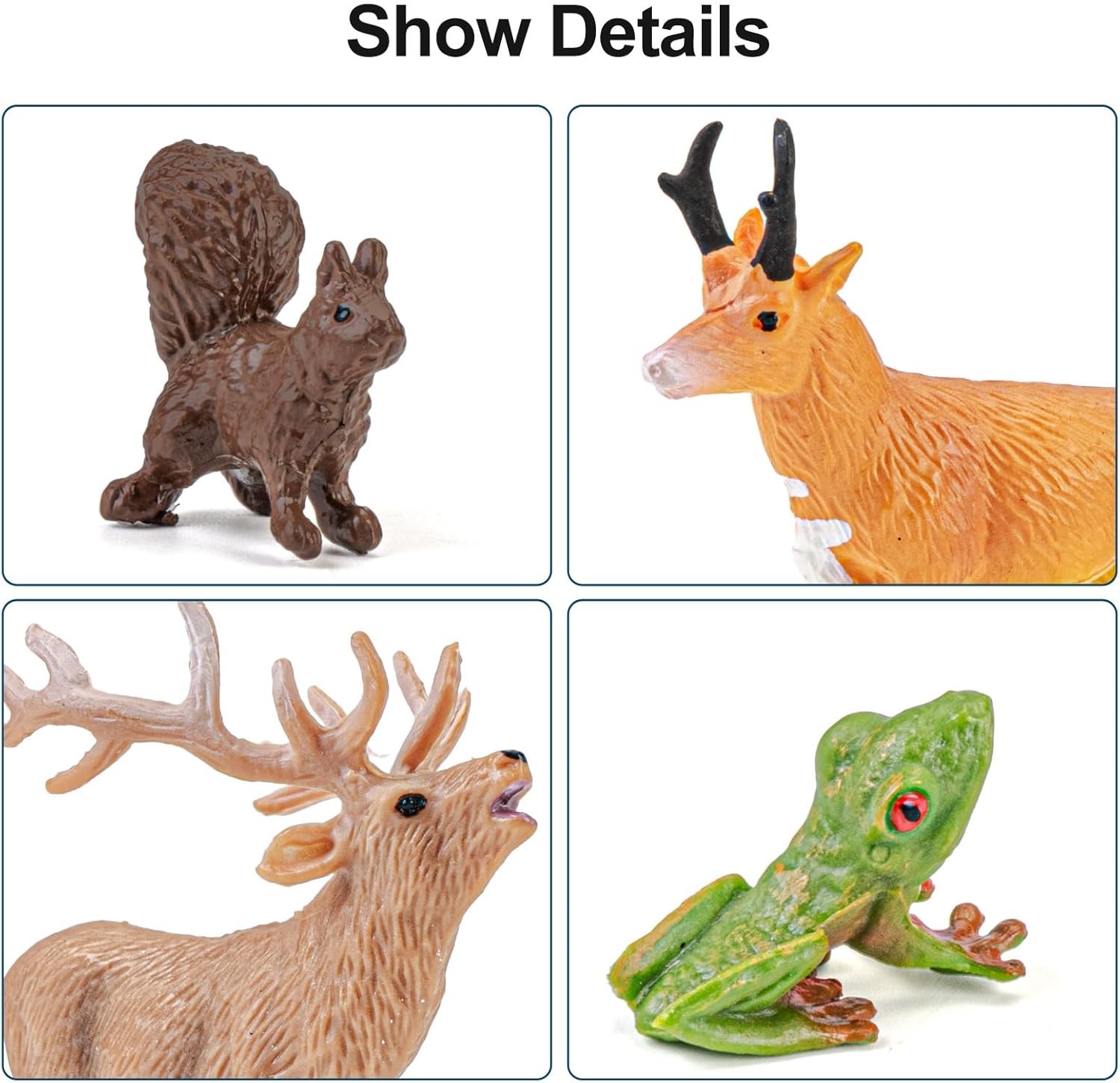 16PCS Mini North American Woodland Animals Figurines Toys, Realistic Jungle Wild