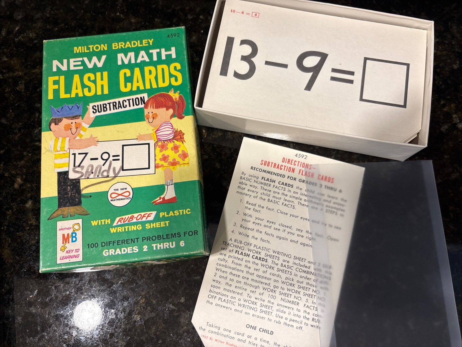 1960s Vintage Milton Bradley Flash Cards Subtraction Plus Multiplication Cards