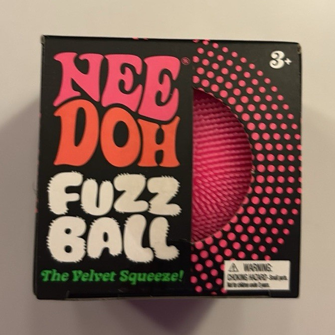NeeDoh Fuzz Ball Velvet Squeeze Toy, Pink, Ages 3+ (Age Level 3-4 Years)