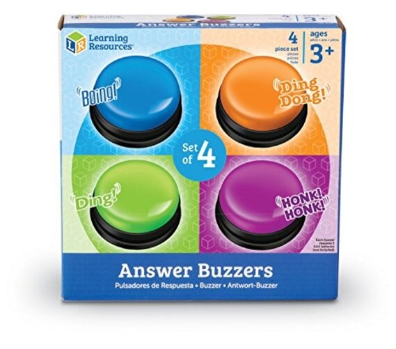 Answer Buzzers, Set of 4 Assorted Colored Buzzers, Game Show Buzzers, 3