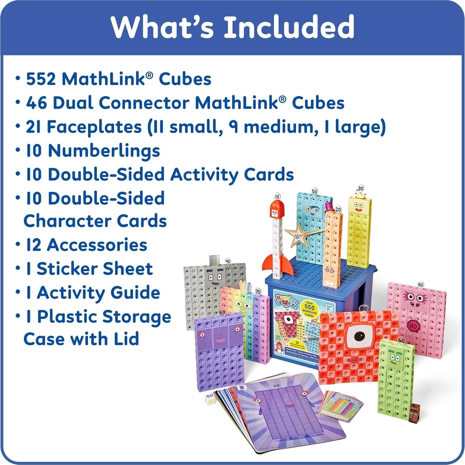 hand2mind Numberblocks Heroes with Zeroes MathLink Cubes Activity Set, Preschool