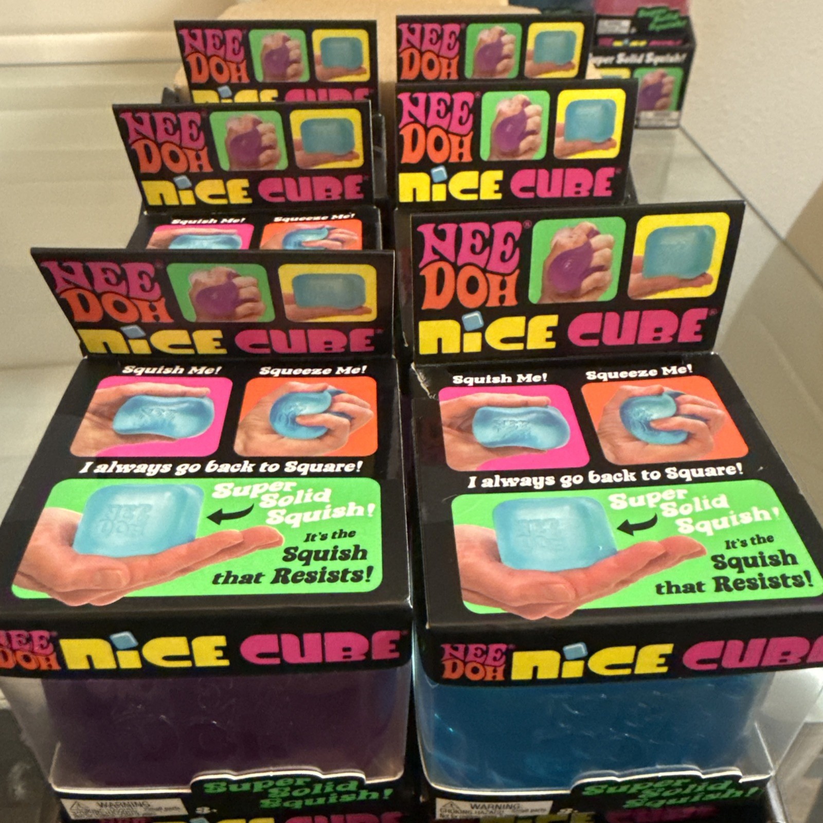 Lot Of 12! Full Cases NeeDoh ice Cube With Display Box 3 Colors ICE Nee Doh