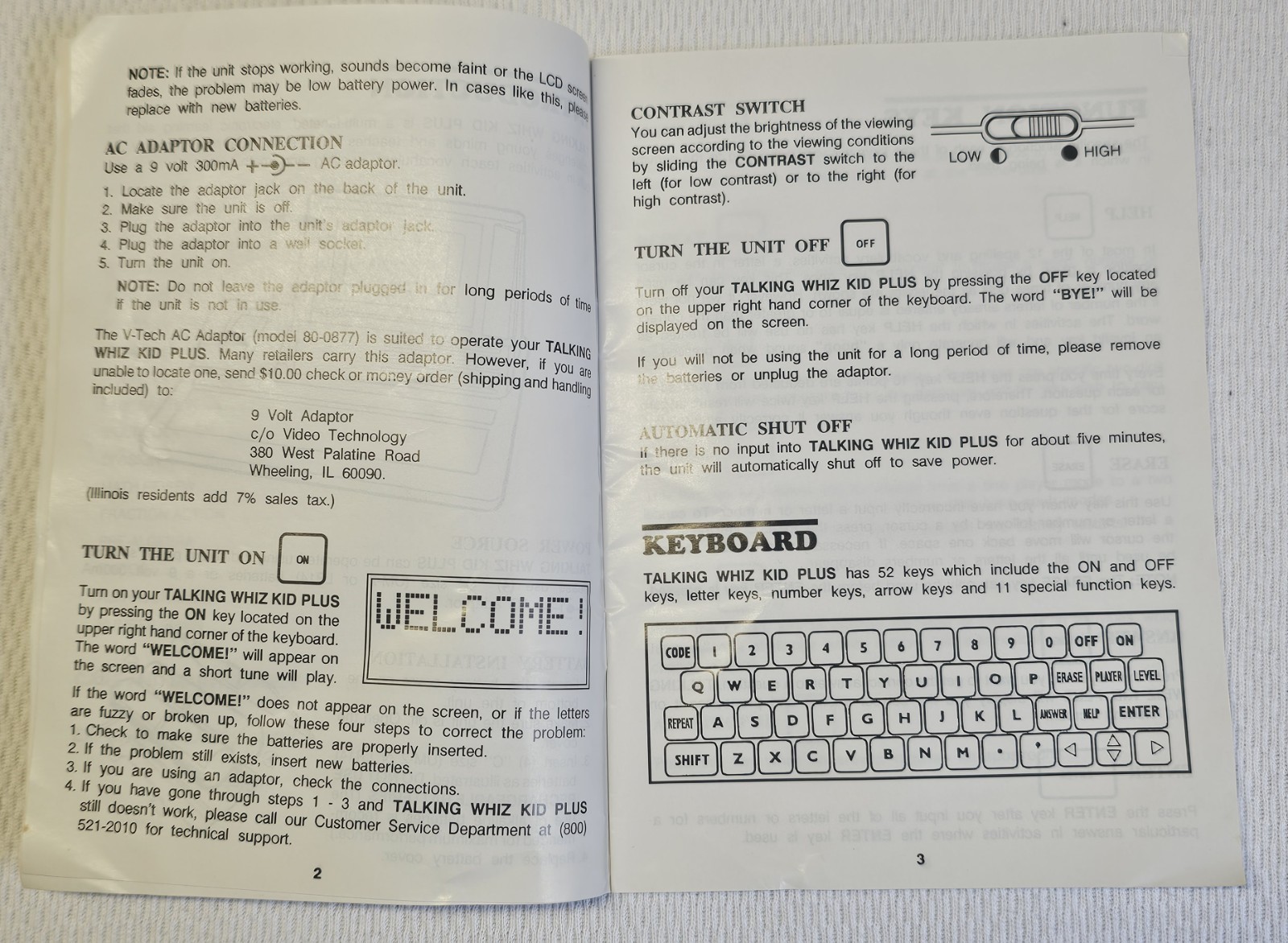 VTECH Talking Whiz Kid Plus Learning Computer Paperwork Manual Instruction Sheet