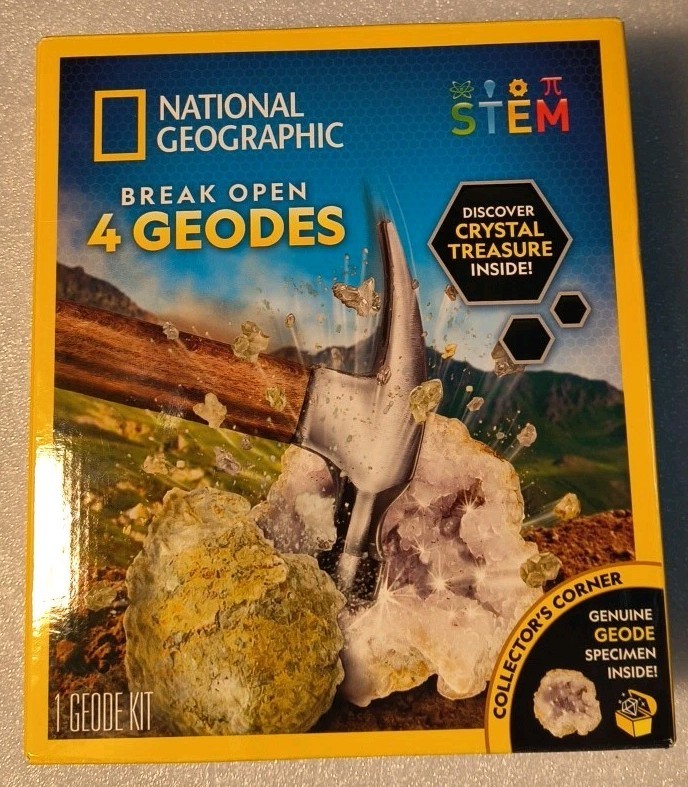 National Geographic NGGEO4 Break Open 4 Geodes Kit STEM Ages 8 And Up