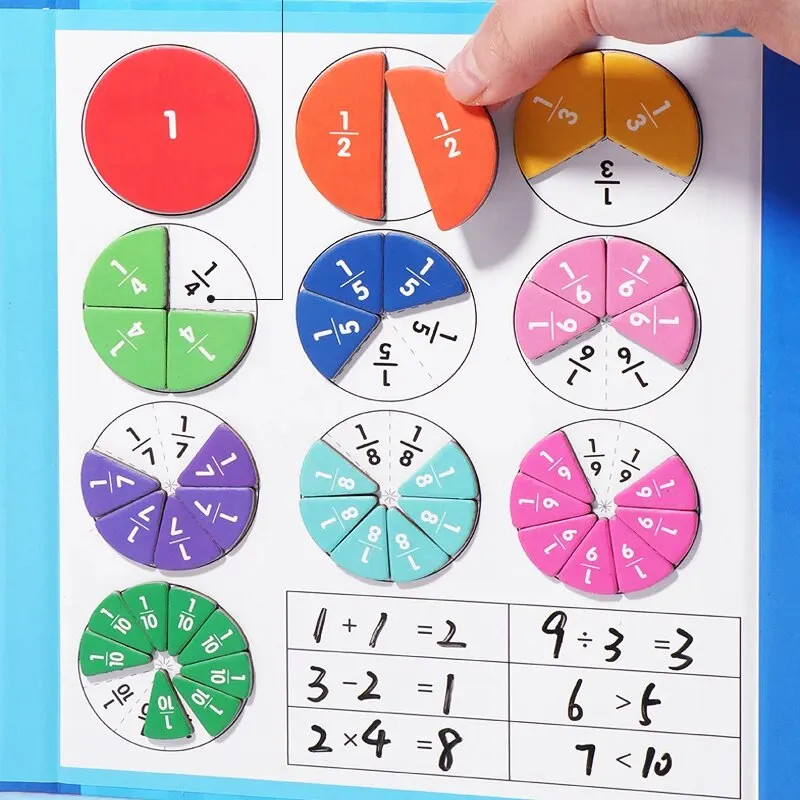 Magnetic Fraction Puzzles: Fun Montessori Math Toy.
