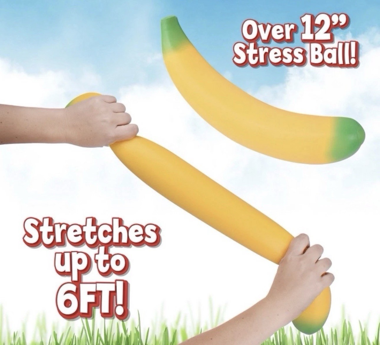 Sunny Days Squeezy Squishy Stretchy Banana NEW FAST SHIP