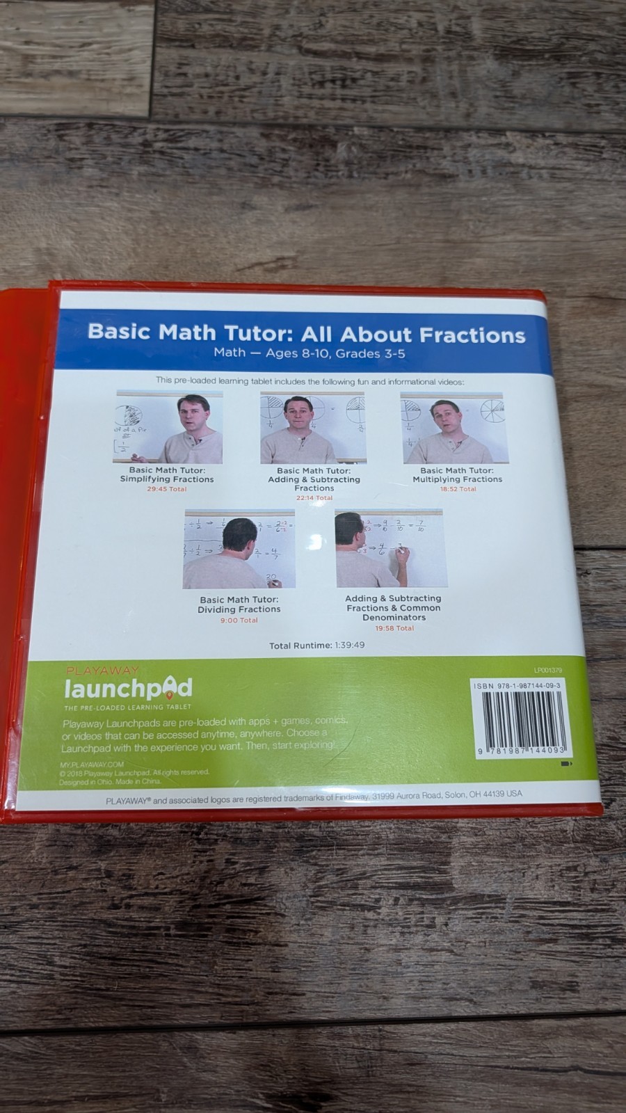 Playaway Launchpad Basic Math Tutor Fractions Learning Tablet, Grade 3-5
