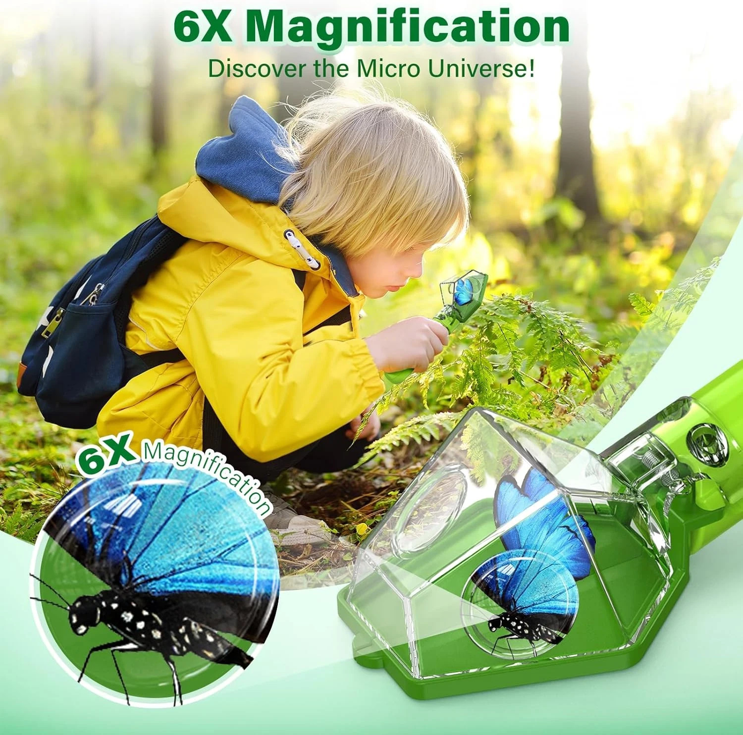 Bug Catcher for Kids, Insect Trap Kit with 6X Magnifier Glass – STEM Educational
