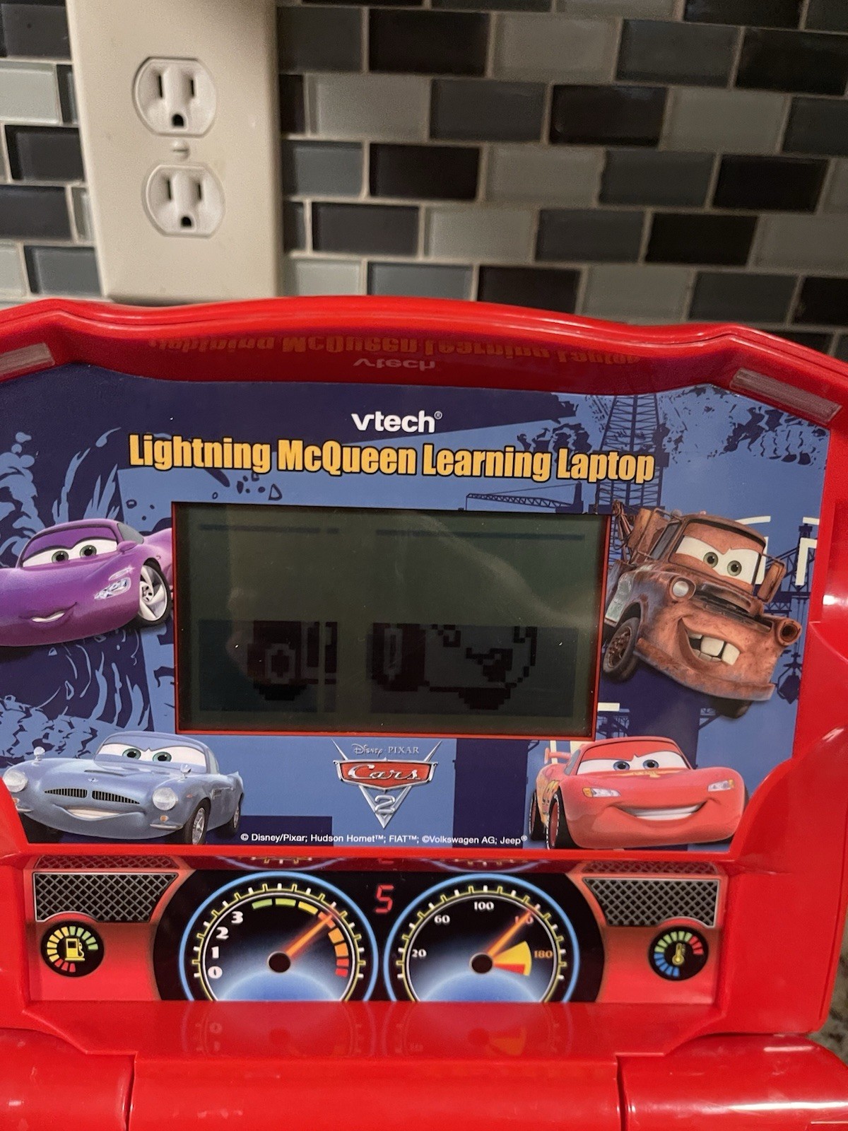 VTech Disney Pixar Cars 2 Lightning McQueen Learning Laptop Half Of Screen Works
