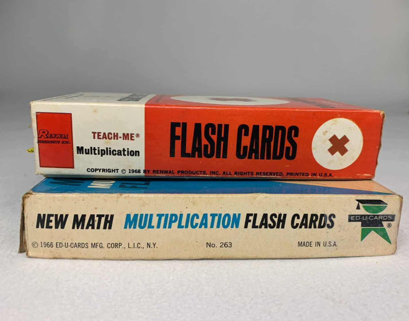 Vtg Multiplication Flash Cards Ed-U-Cards No Slider & Teach Me School Set of 2