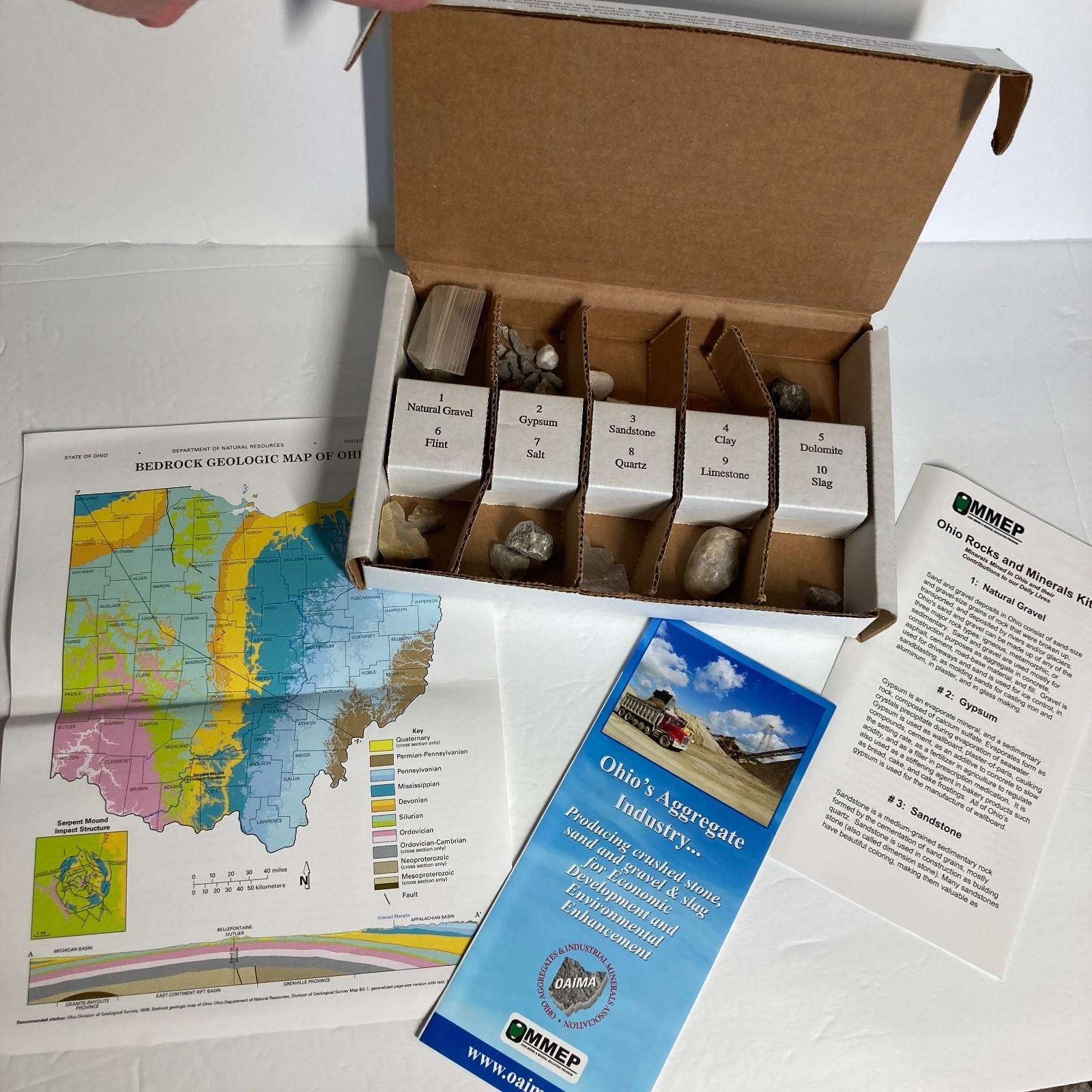 Ohio Rock and Mineral Kit Teaching Tool Classroom Homeschool Science Geology
