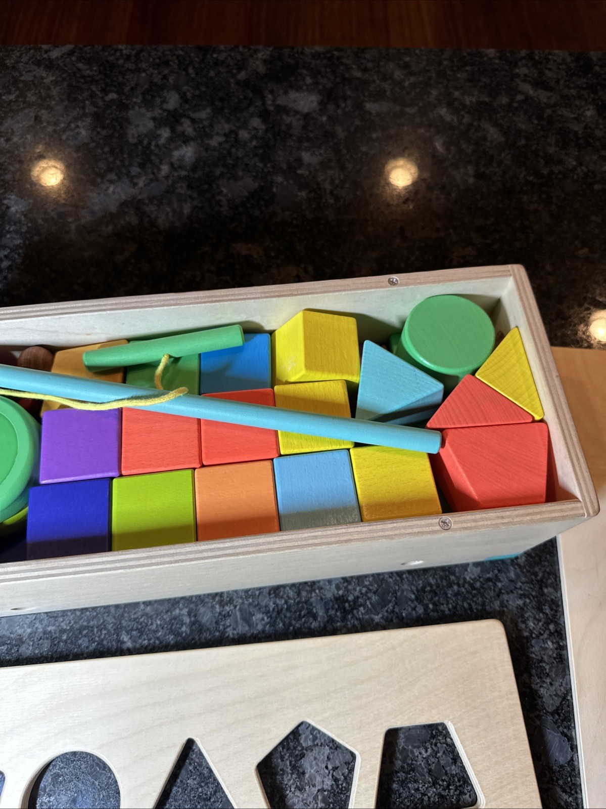 LOVEVERY The Block Shape Wooden Montessori Kids 68 pieces PREOWNED