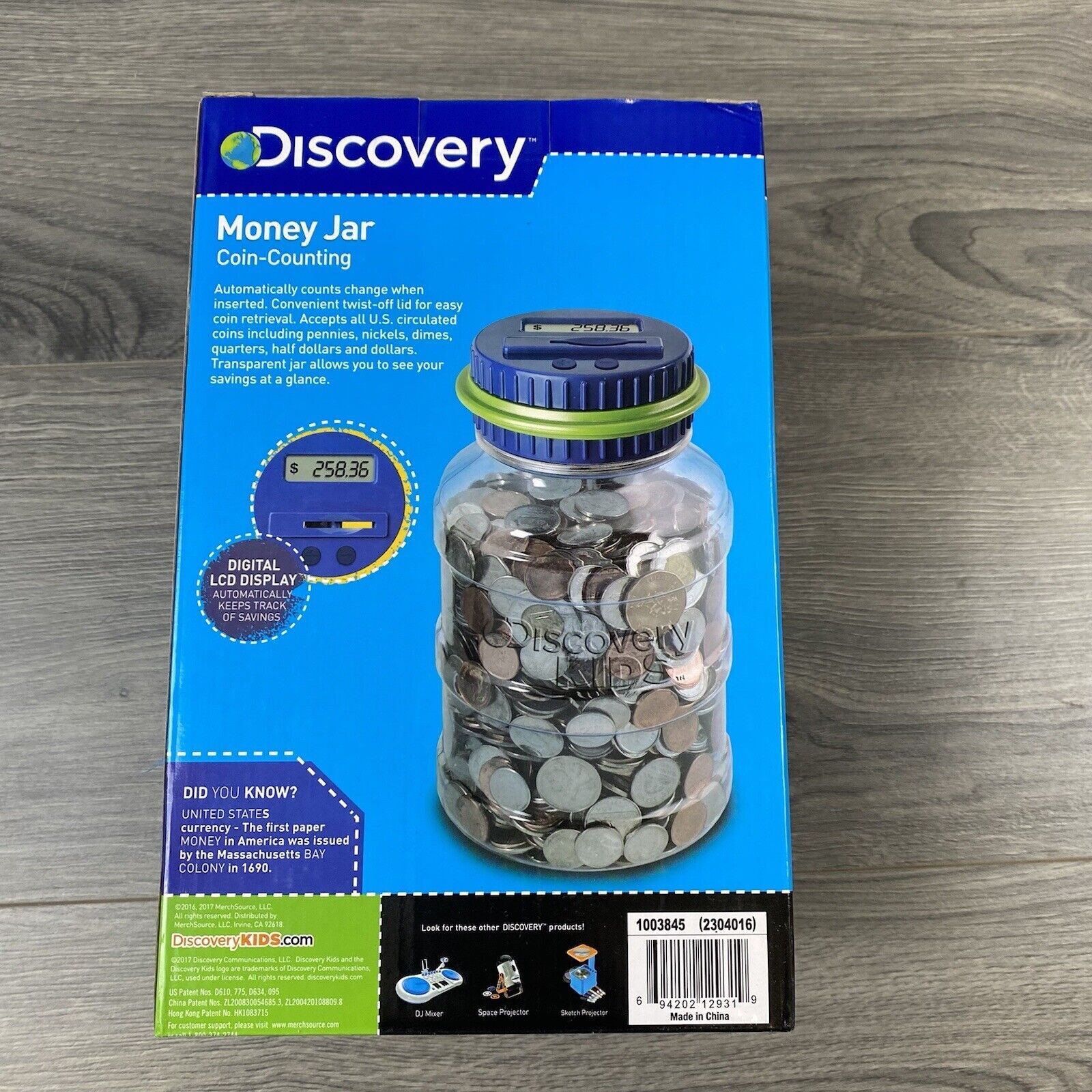 Discovery Kids Coin Counting Blue Money Jar Bank Digital LCD Display